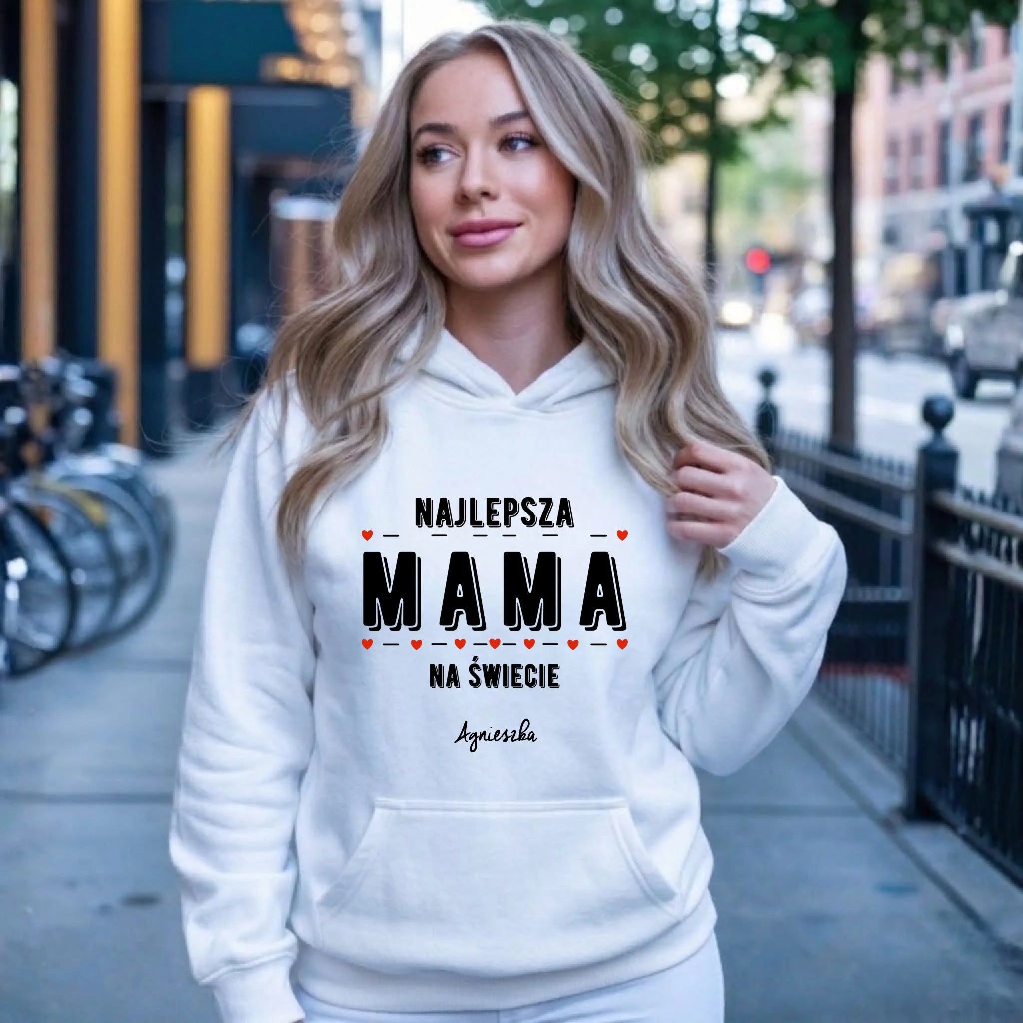 Bluza z kapturem dla mamy - Najlepsza mama - personalizowana DM22 - StoryCups.pl