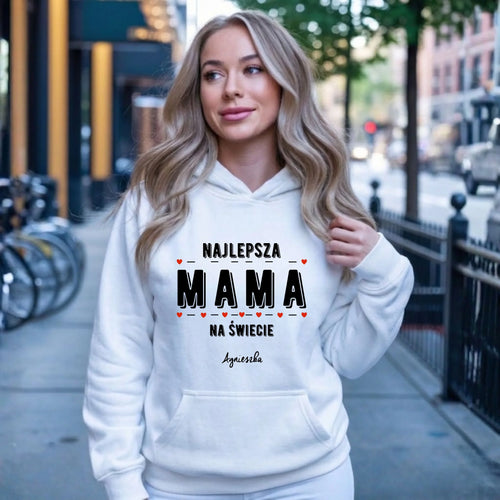 Bluza z kapturem dla mamy - Najlepsza mama - personalizowana DM22 - StoryCups.pl