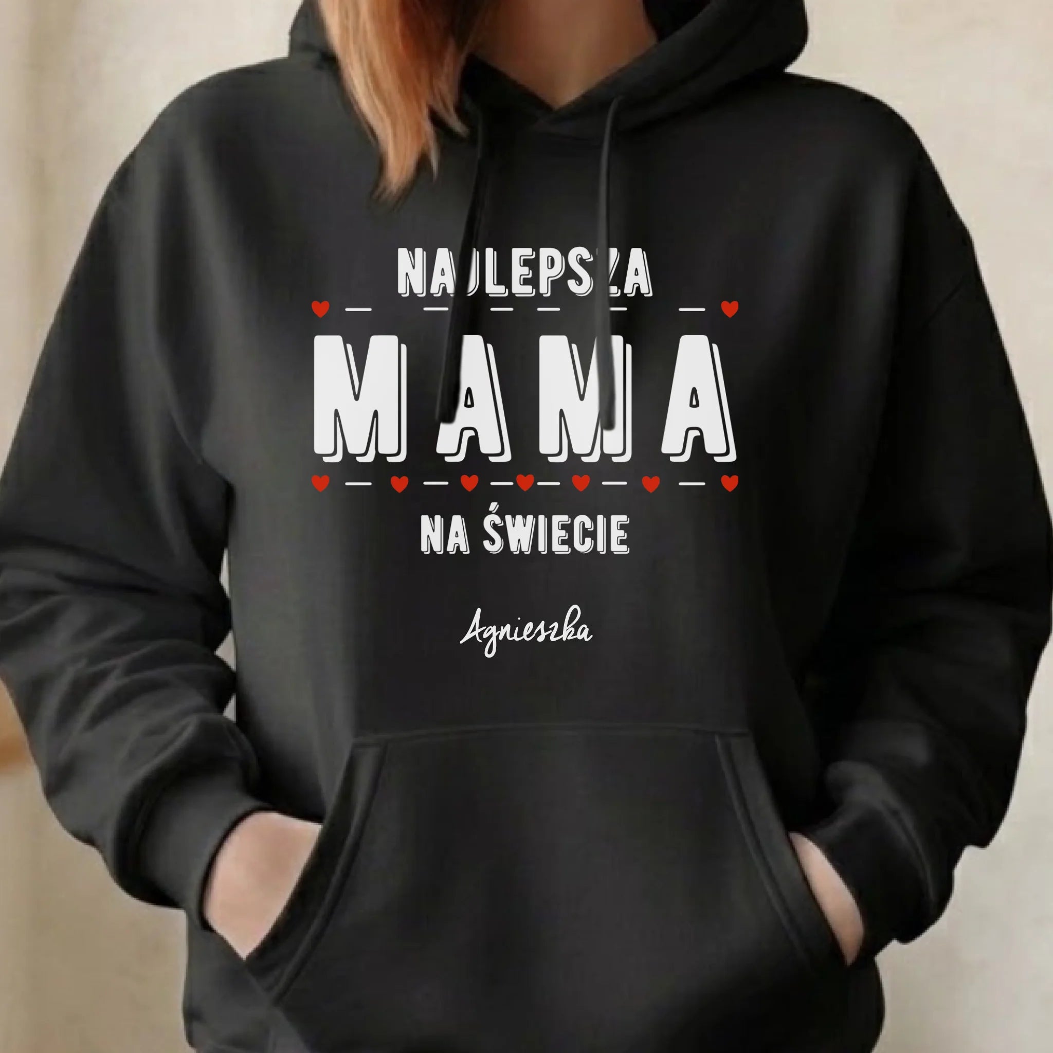 Bluza z kapturem dla mamy - Najlepsza mama - personalizowana DM22 - StoryCups.pl