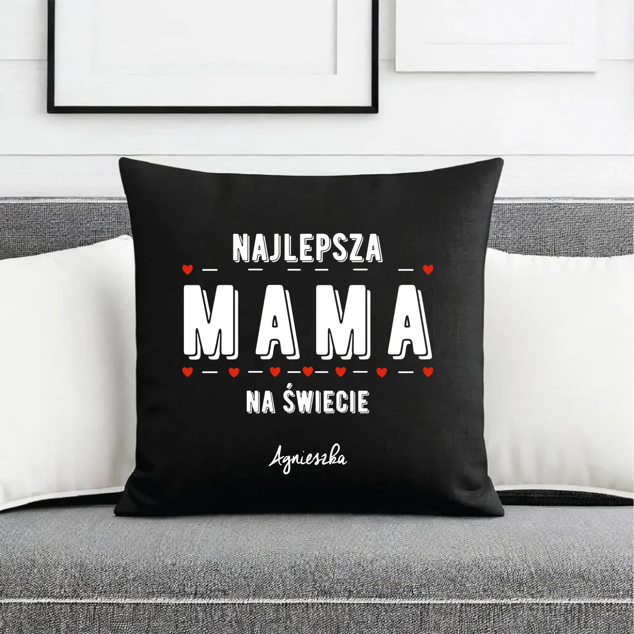 Poduszka dekoracyjna z imieniem dla mamy - Najlepsza mama - personalizowana DM22 - StoryCups.pl