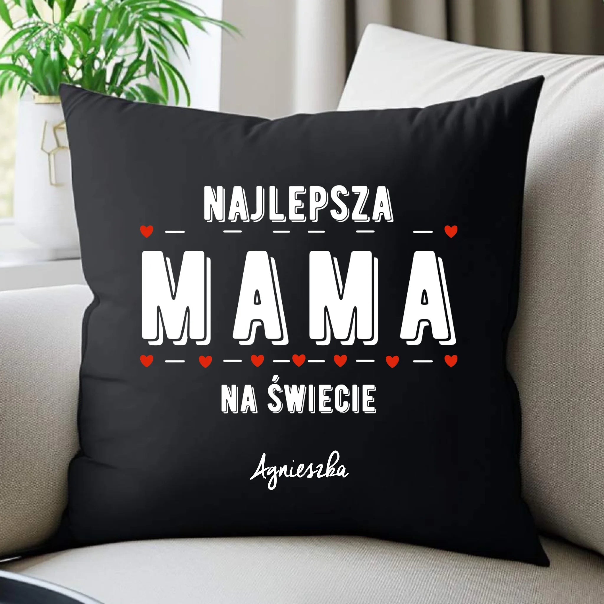 Poduszka dekoracyjna z imieniem dla mamy - Najlepsza mama - personalizowana DM22 - StoryCups.pl