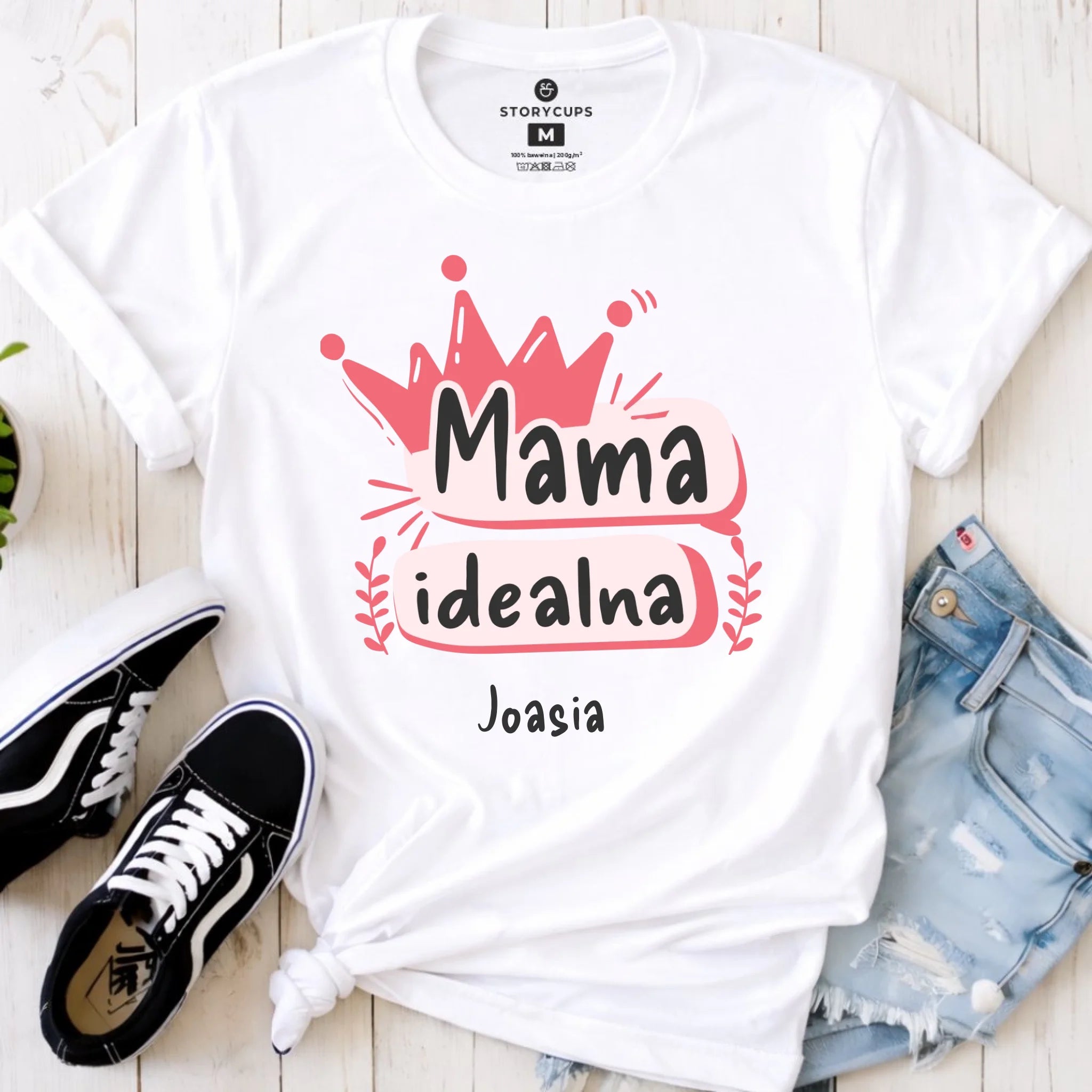 Koszulka dla mamy - Mama idealna - personalizowana DM23 - StoryCups.pl