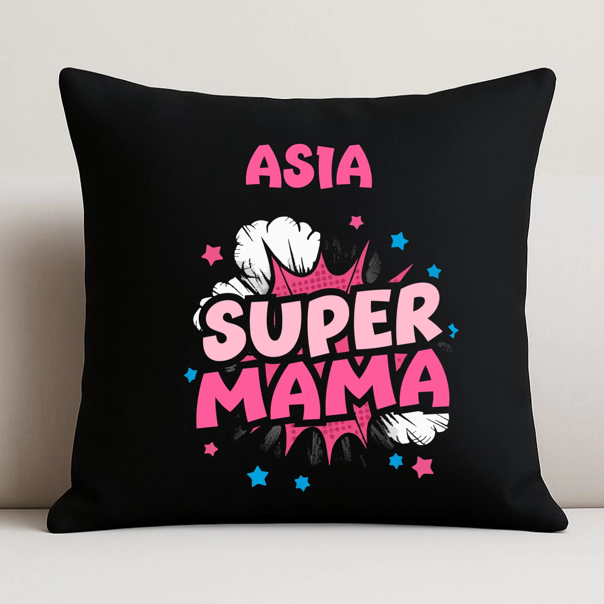 Poduszka dekoracyjna dla mamy z imieniem - Super Mama - personalizowana DM24 - StoryCups.pl