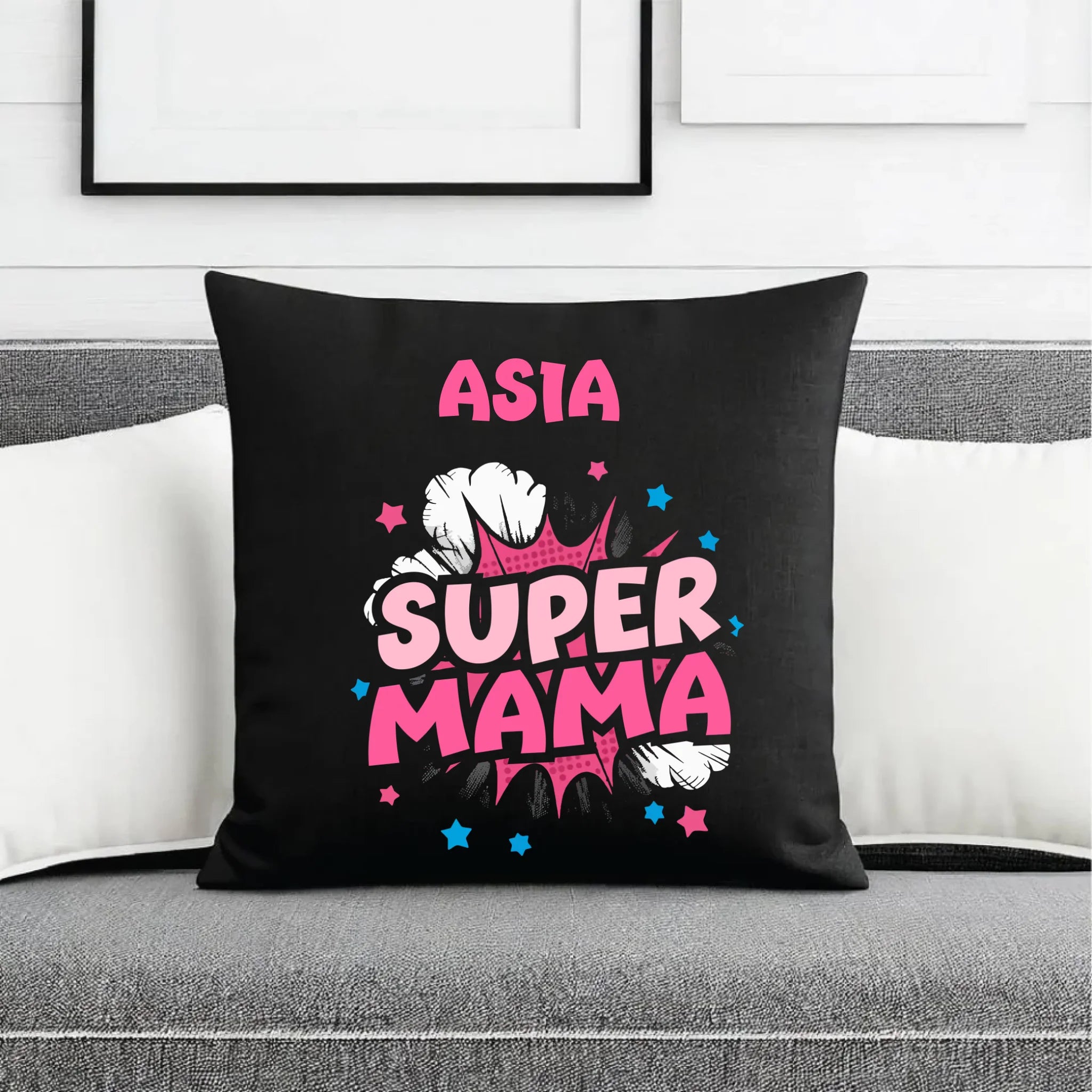 Poduszka dekoracyjna dla mamy z imieniem - Super Mama - personalizowana DM24 - StoryCups.pl