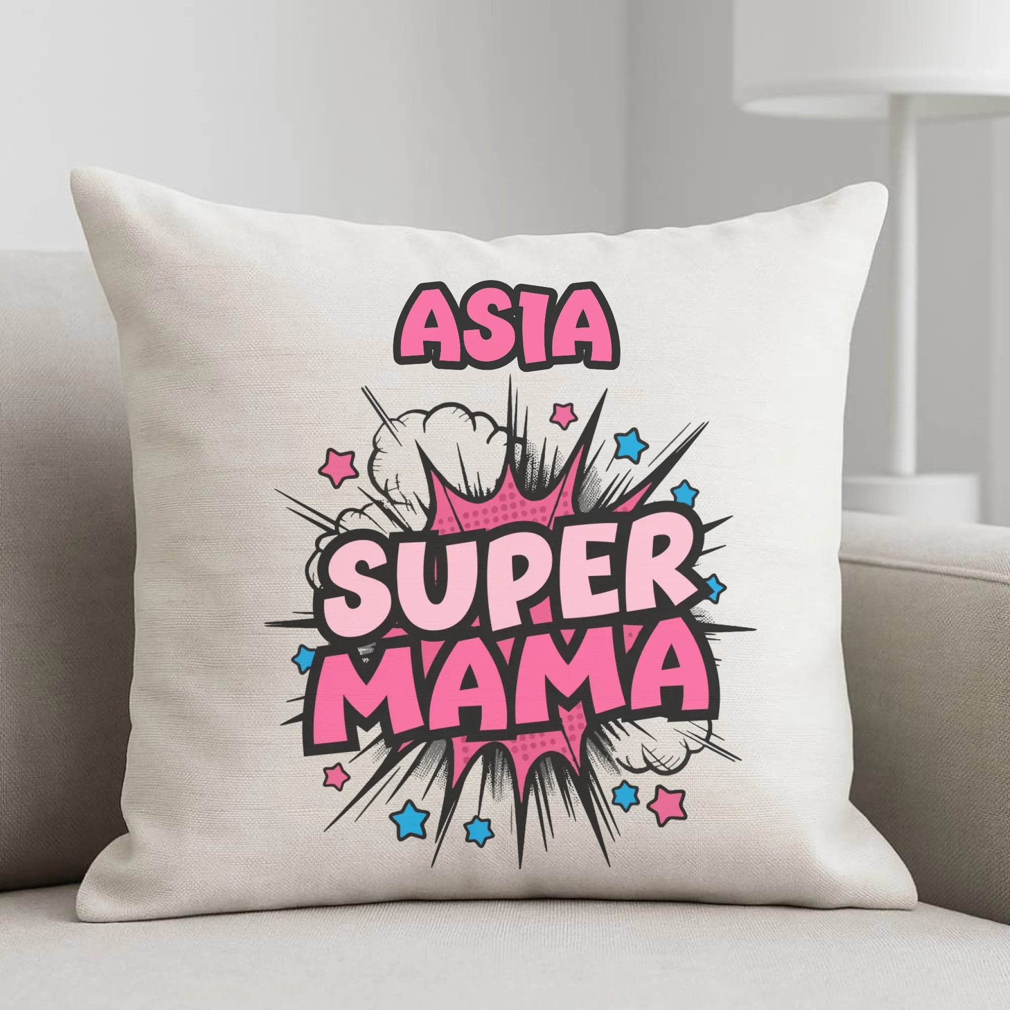 Poduszka dla mamy z imieniem - Super Mama - personalizowana DM24 - StoryCups.pl