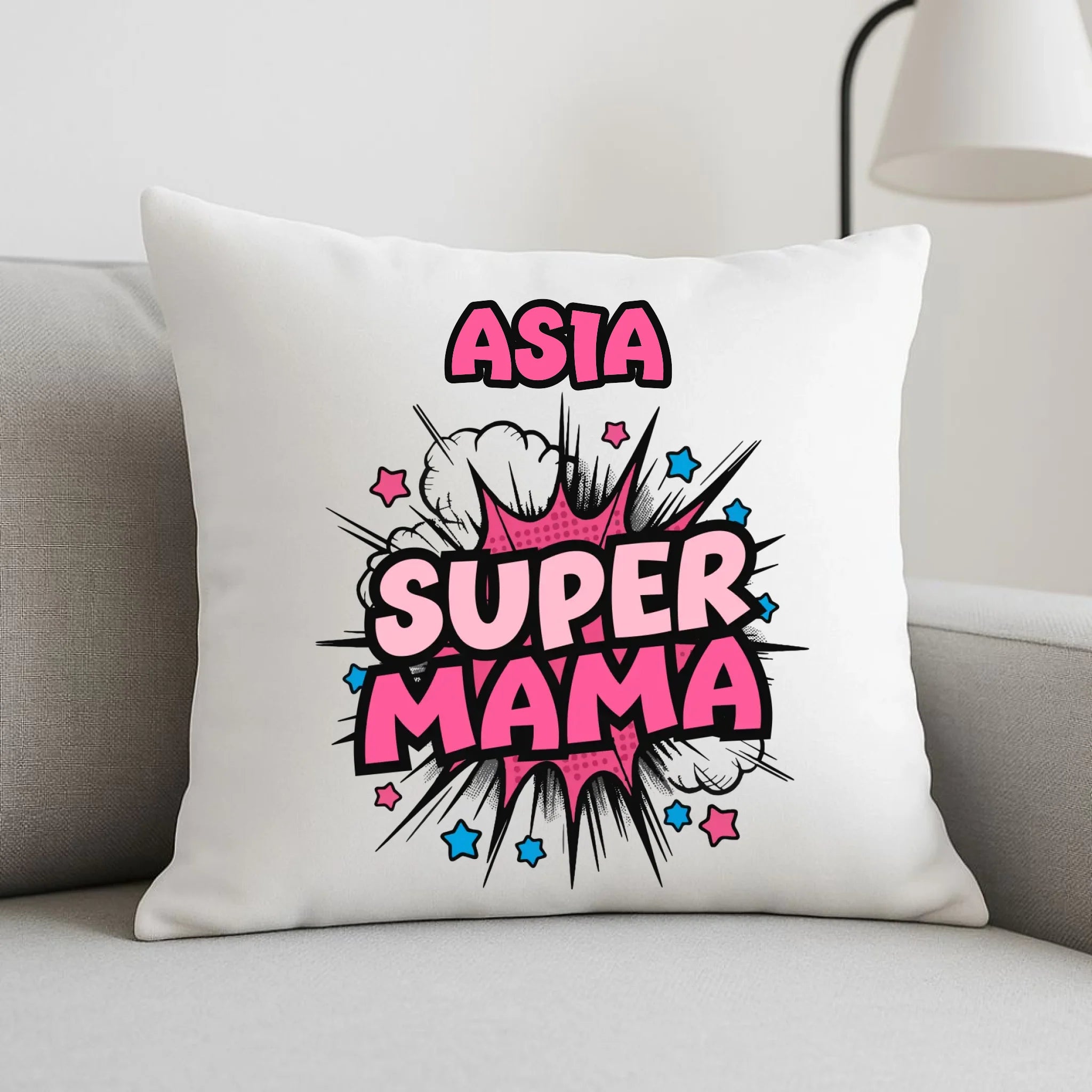 Poduszka dla mamy z imieniem - Super Mama - personalizowana DM24 - StoryCups.pl