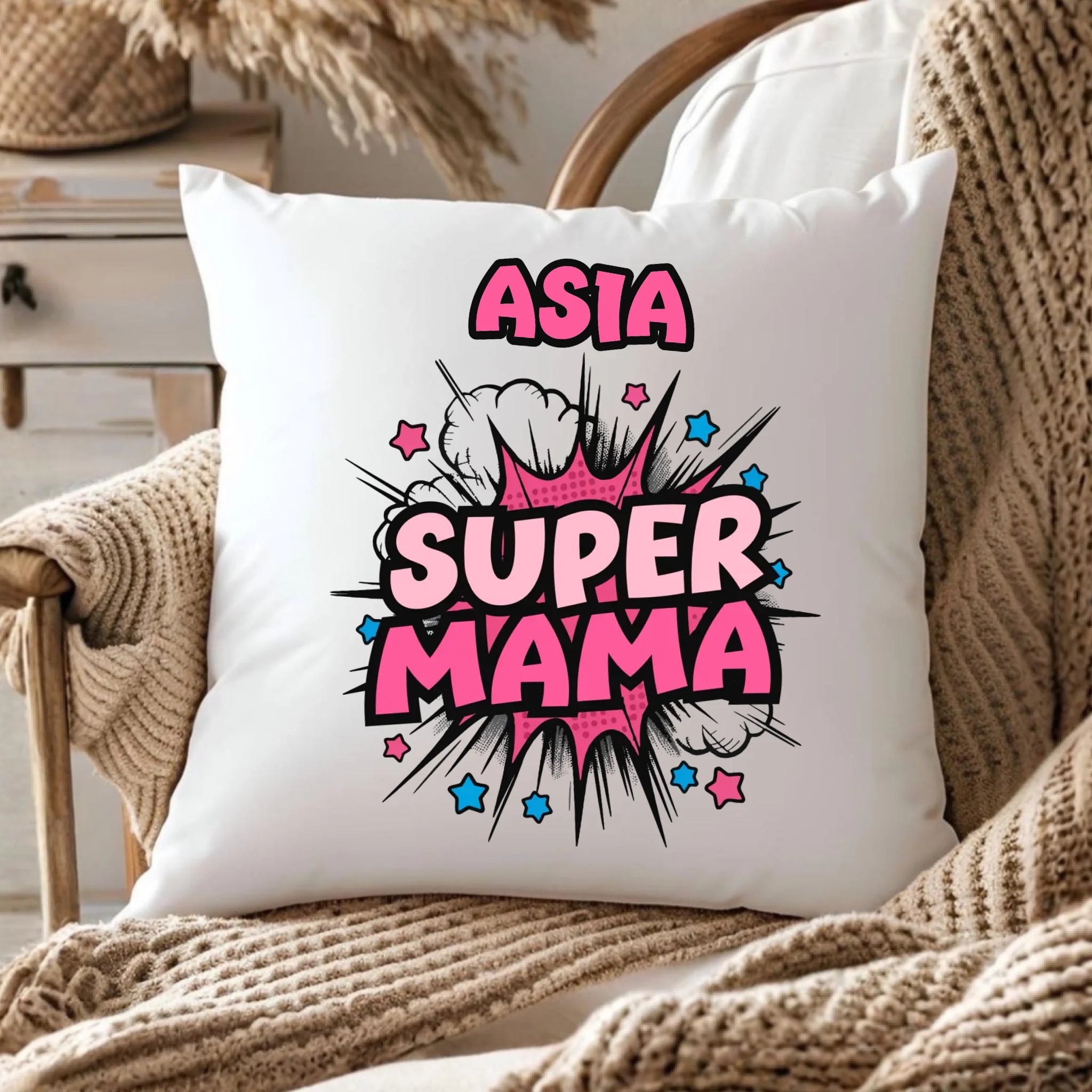 Poduszka dla mamy z imieniem - Super Mama - personalizowana DM24 - StoryCups.pl