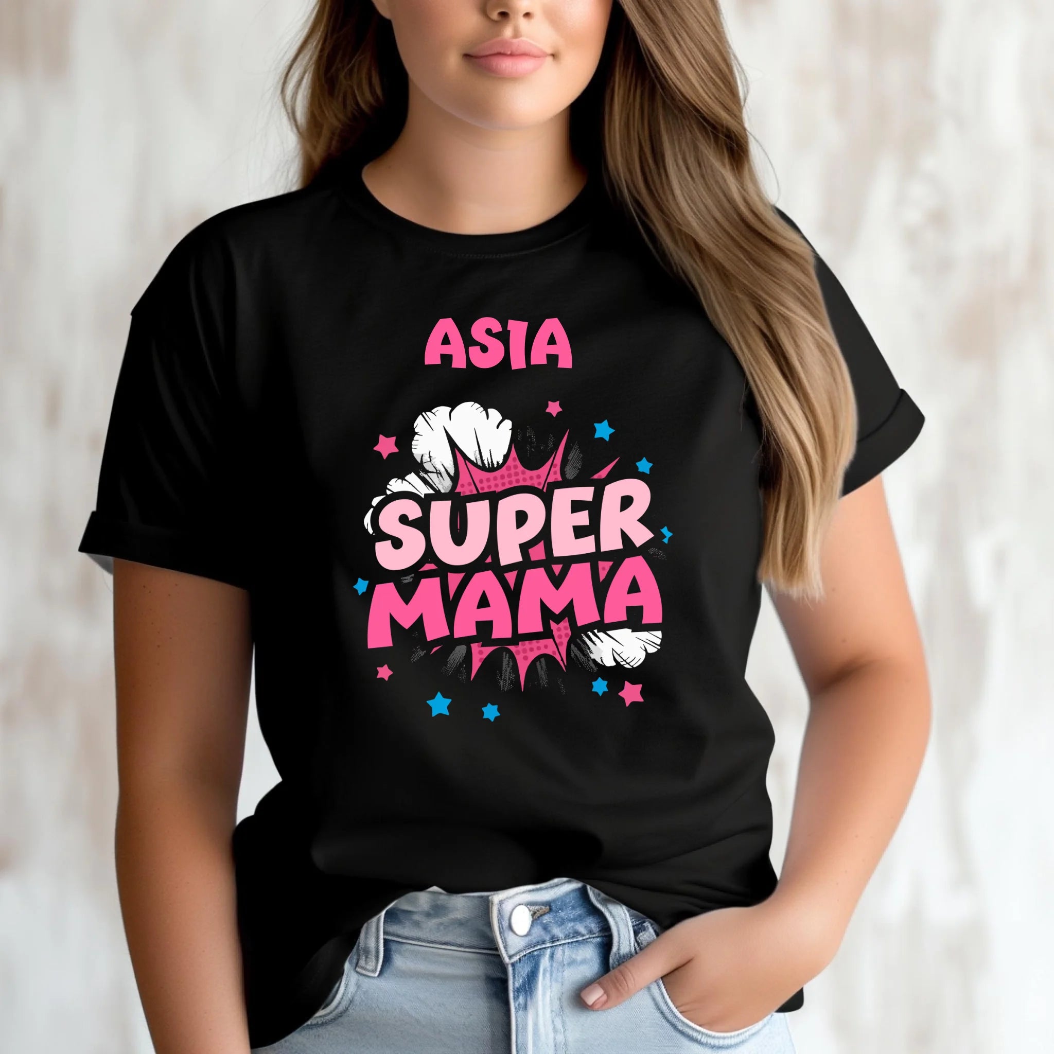 Koszulka dla mamy z imieniem - Super Mama - personalizowana DM24 - StoryCups.pl