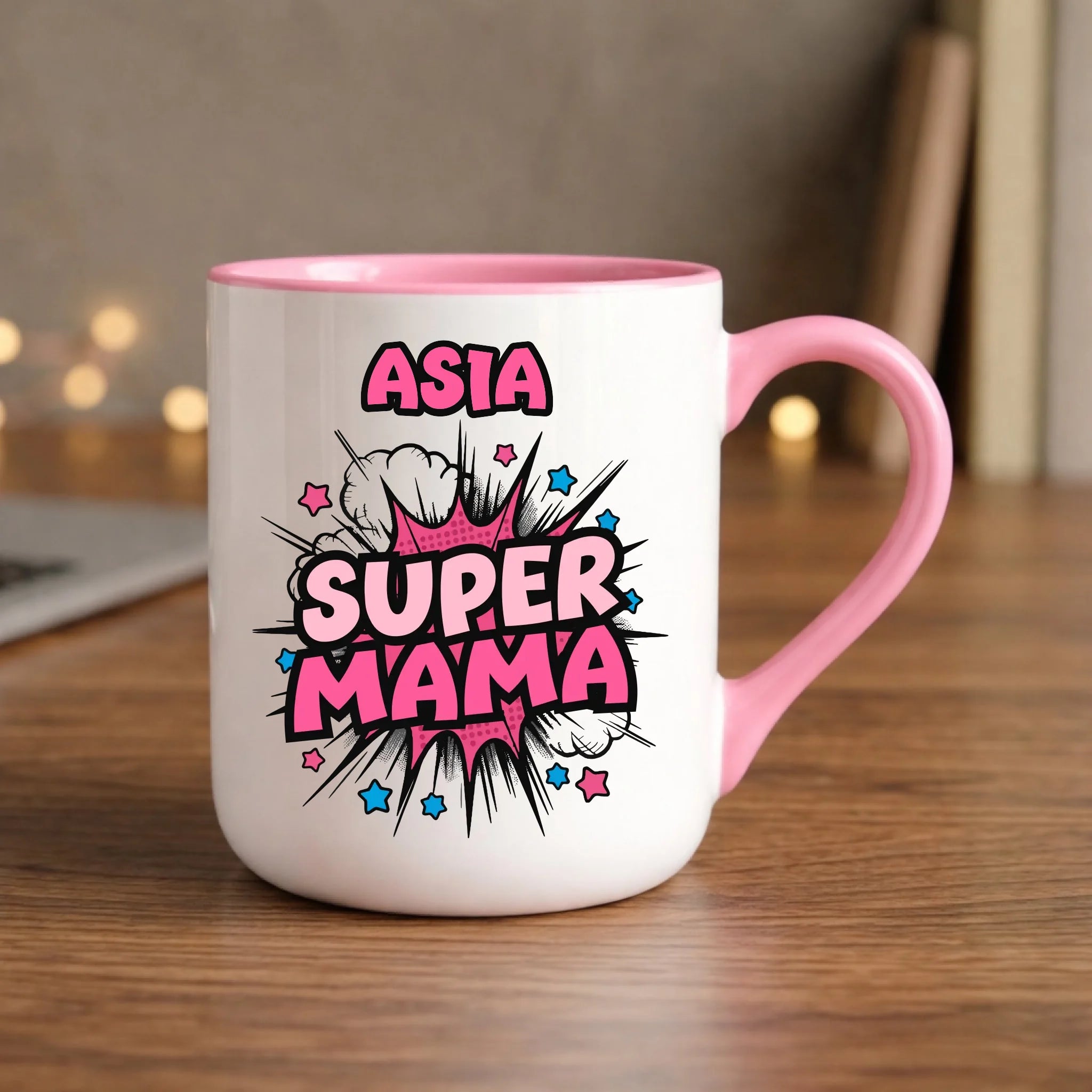 Kubek elegant dla mamy z imieniem - Super Mama - personalizowany DM24 - StoryCups.pl