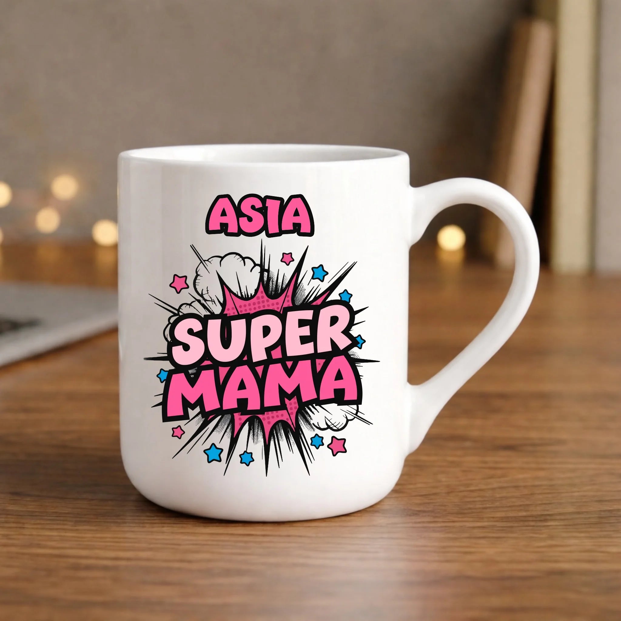 Kubek elegant dla mamy z imieniem - Super Mama - personalizowany DM24 - StoryCups.pl