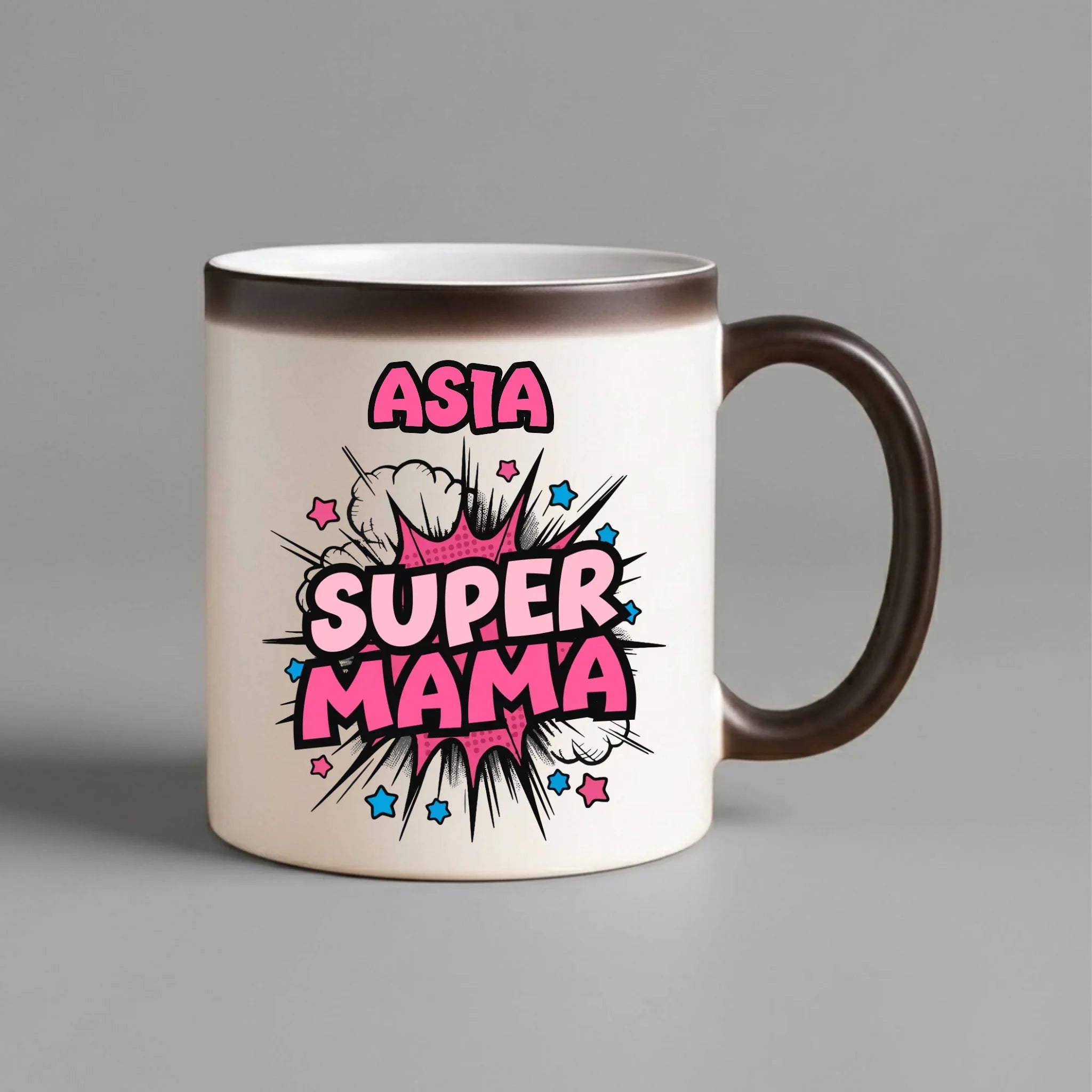Kubek magiczny dla mamy z imieniem - Super Mama - personalizowany DM24 - StoryCups.pl