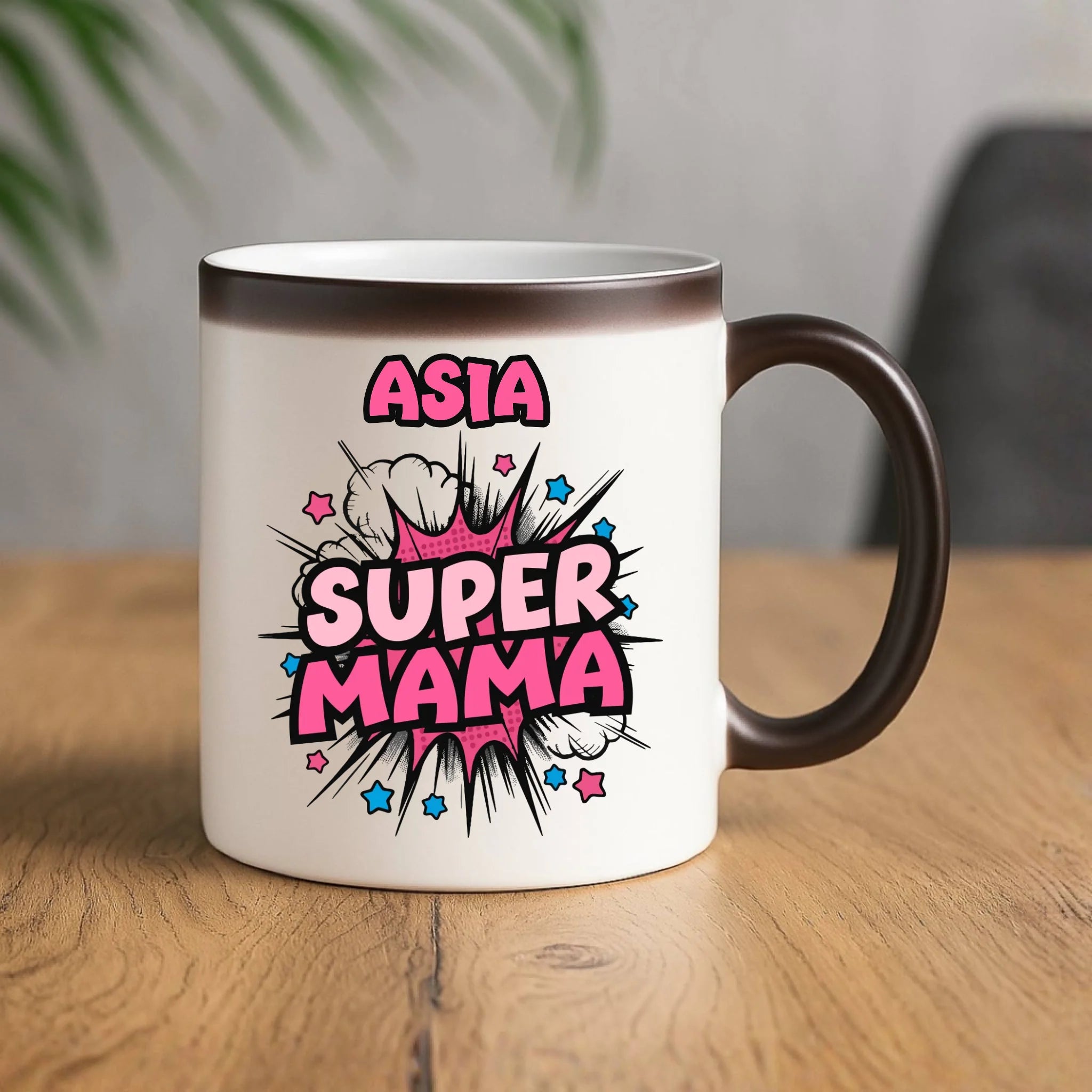 Kubek magiczny dla mamy z imieniem - Super Mama - personalizowany DM24 - StoryCups.pl