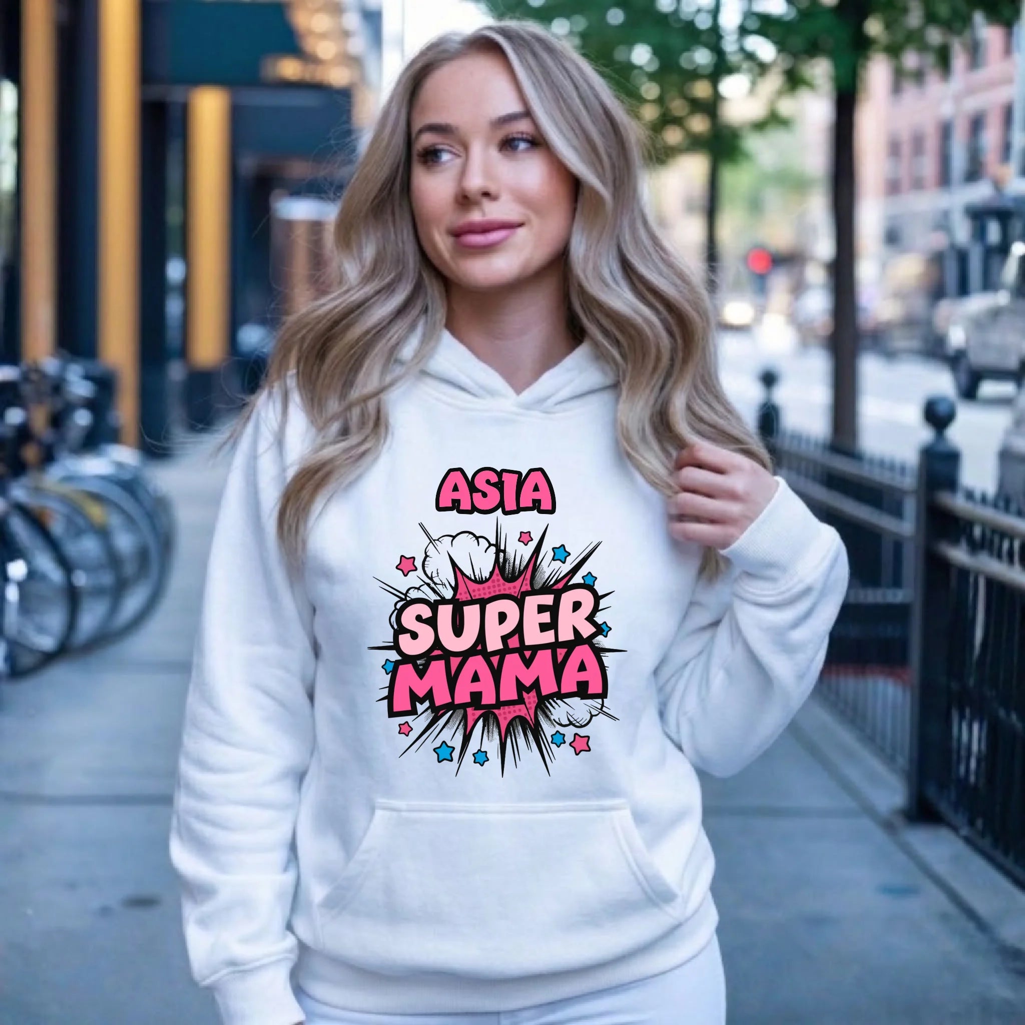 Bluza z kapturem dla mamy - Super Mama - personalizowana DM24 - StoryCups.pl