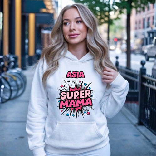 Bluza z kapturem dla mamy - Super Mama - personalizowana DM24 - StoryCups.pl