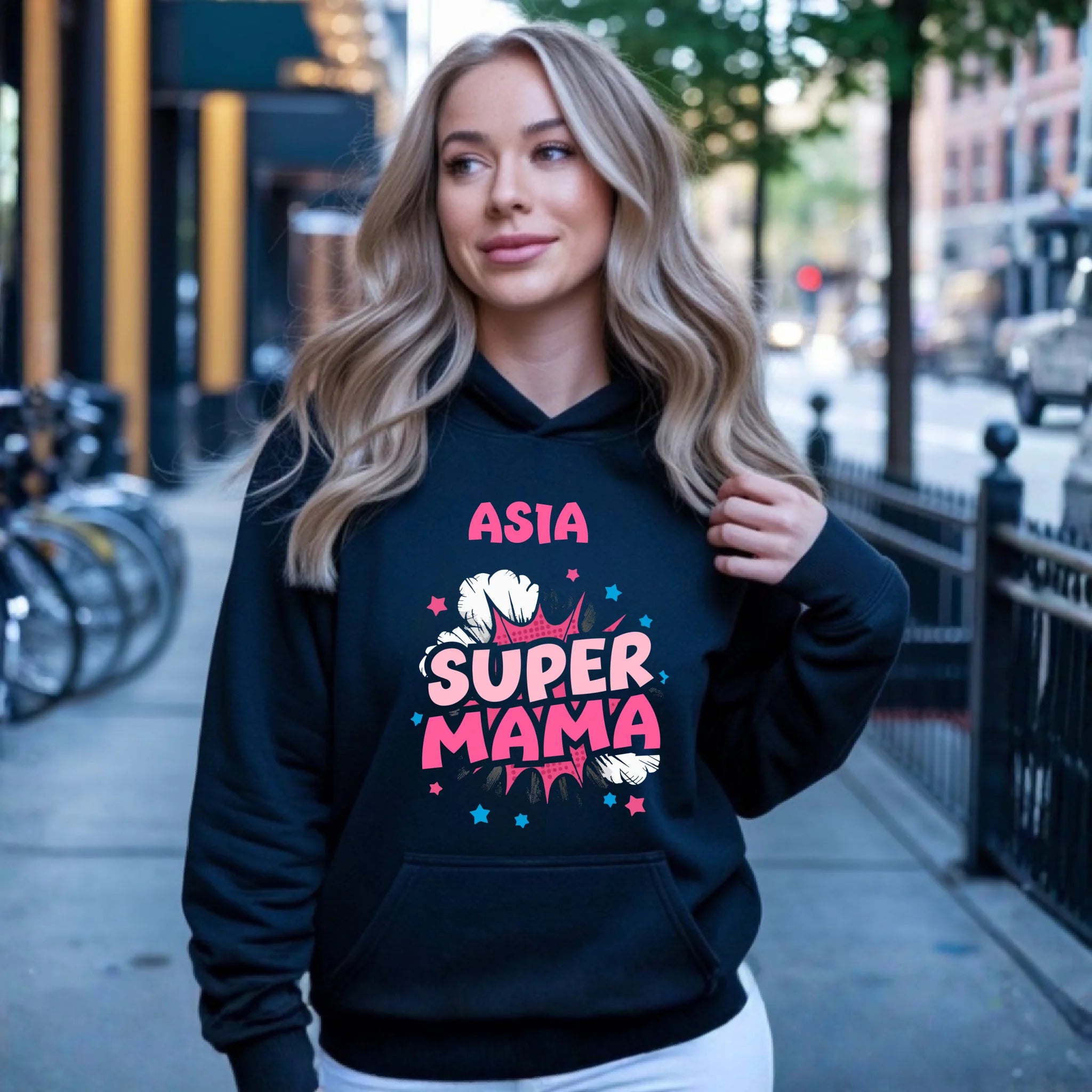 Bluza z kapturem dla mamy - Super Mama - personalizowana DM24 - StoryCups.pl