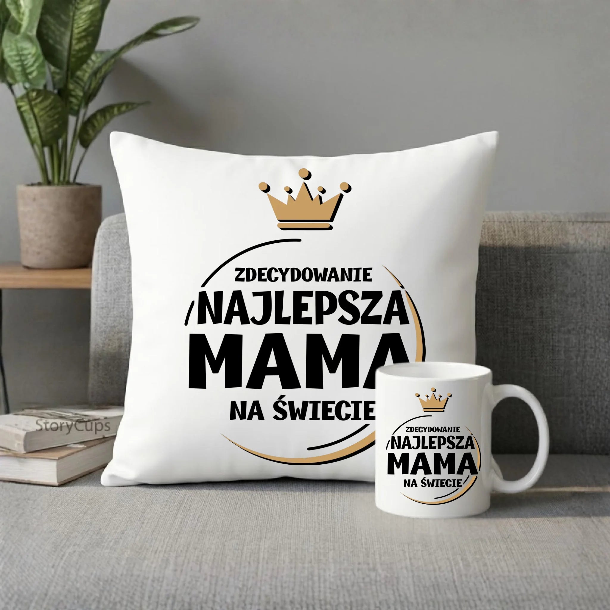 Zestaw poduszka i kubek dla mamy - Zdecydowanie najlepsza mama na świecie DM25 - StoryCups.pl