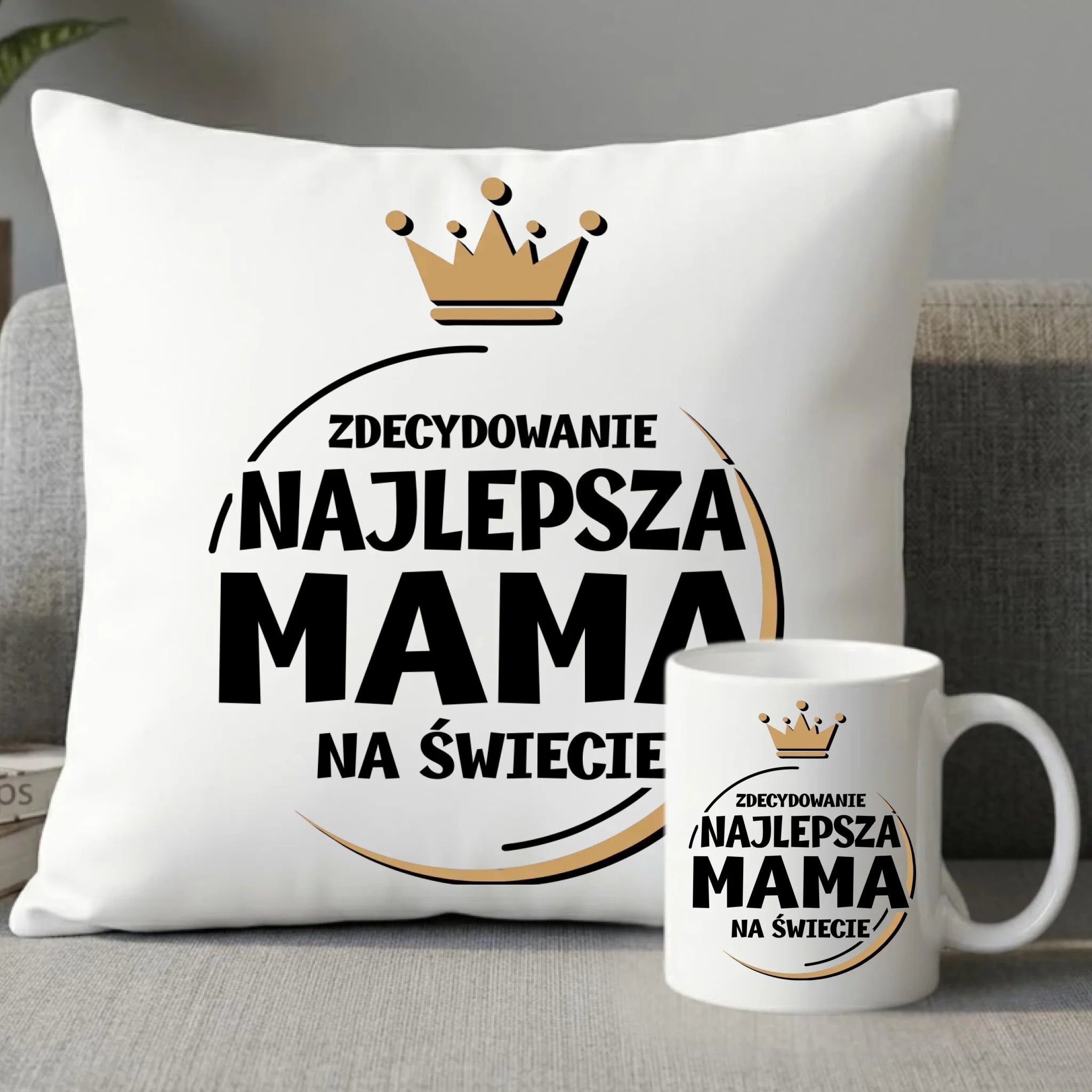 Zestaw poduszka i kubek dla mamy - Zdecydowanie najlepsza mama na świecie DM25 - StoryCups.pl