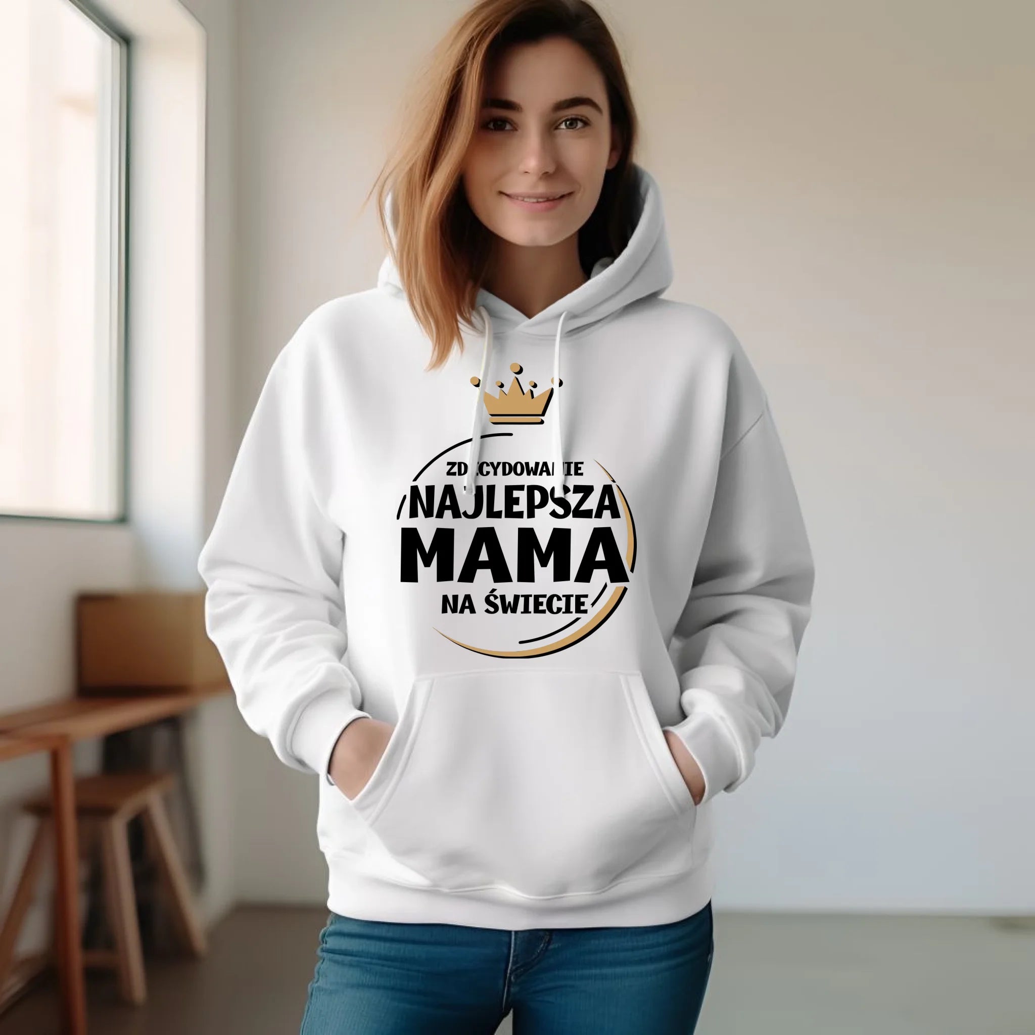 Bluza z kapturem dla mamy - Zdecydowanie najlepsza mama na świecie DM25 - StoryCups.pl