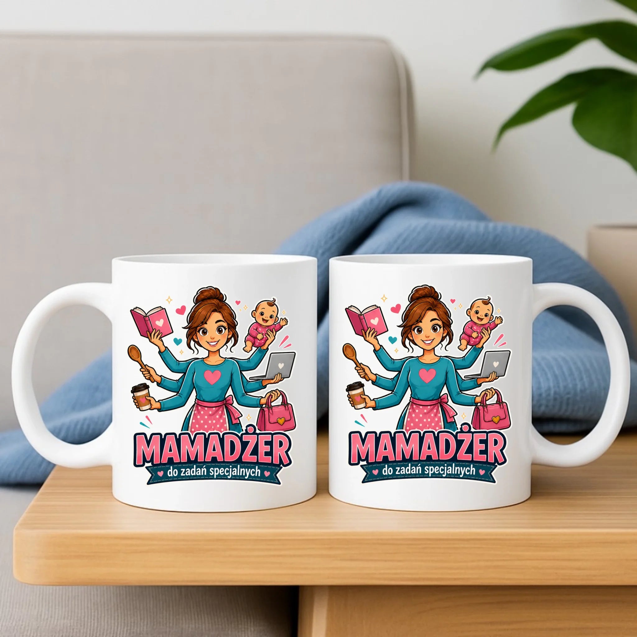 Zestaw poduszka i kubek dla mamy - Mamadżer do zadań specjalnych DM28 - StoryCups.pl