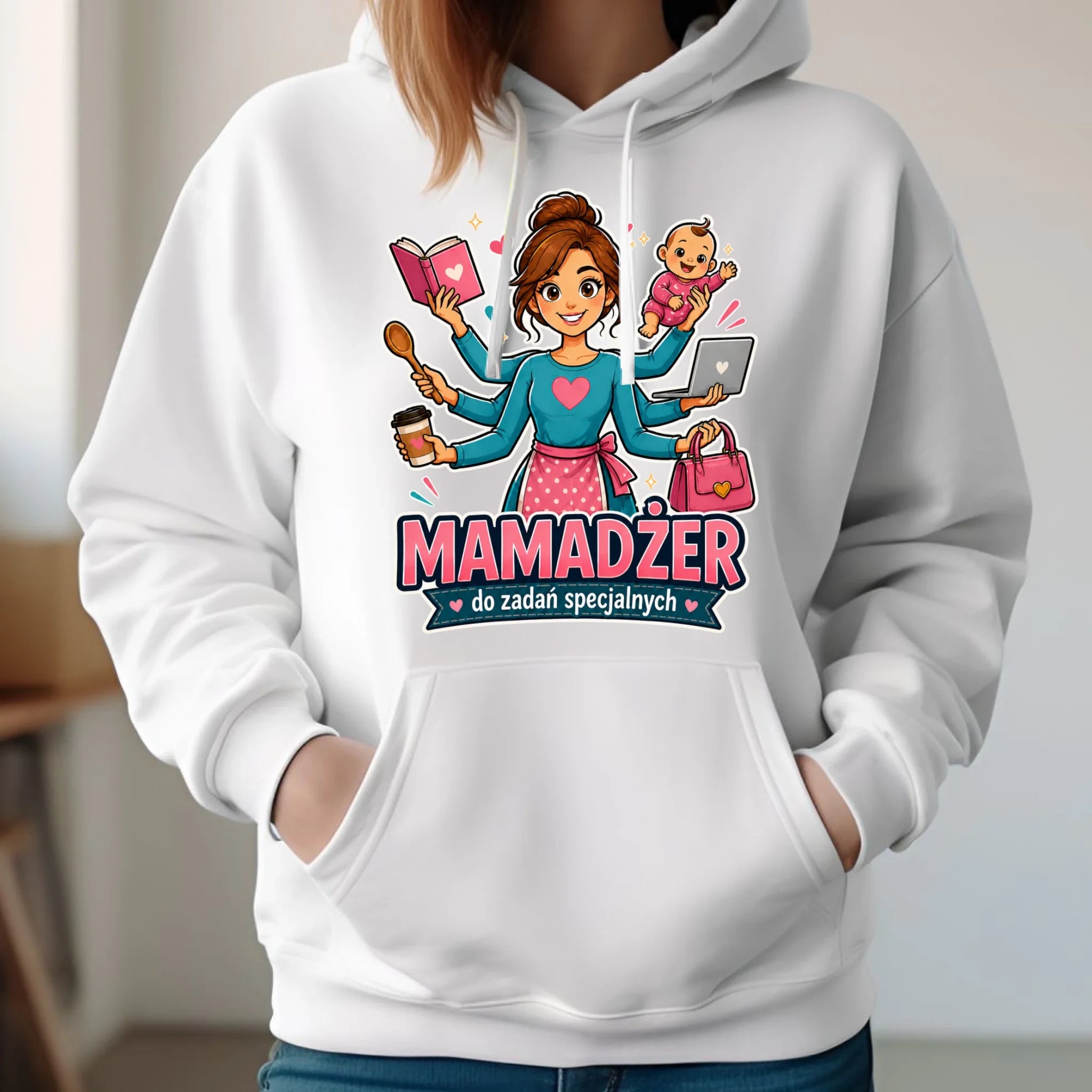 Bluza z kapturem dla mamy - Mamadżer do zadań specjalnych DM28 - StoryCups.pl