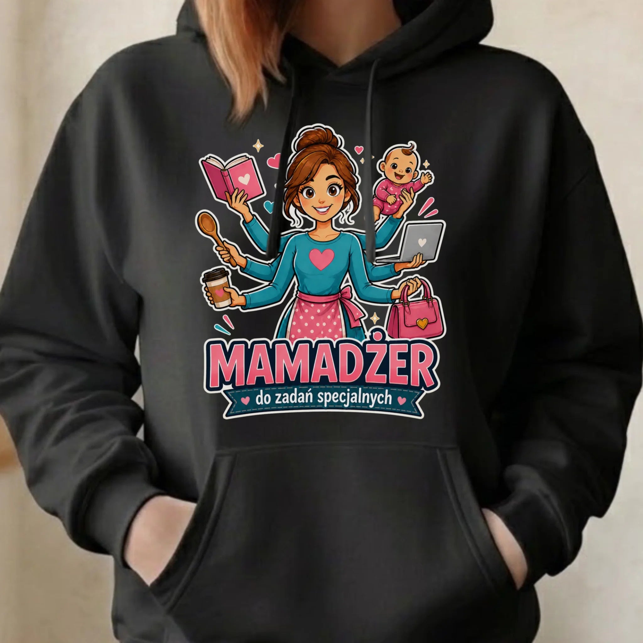 Bluza z kapturem dla mamy - Mamadżer do zadań specjalnych DM28 - StoryCups.pl