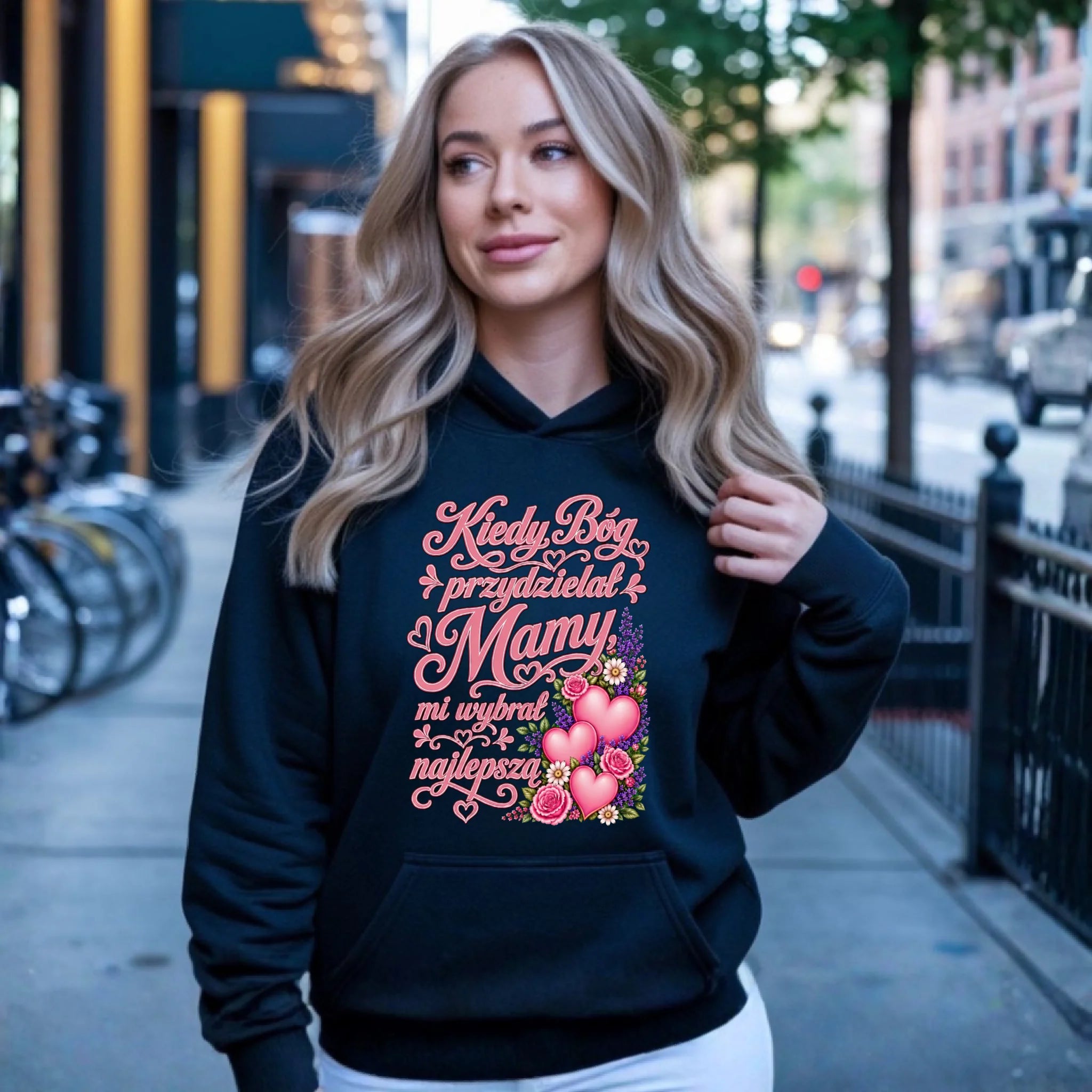 Bluza z kapturem dla mamy - Kiedy Bóg przydzielał mamy mi wybrał najlepszą DM29 - StoryCups.pl