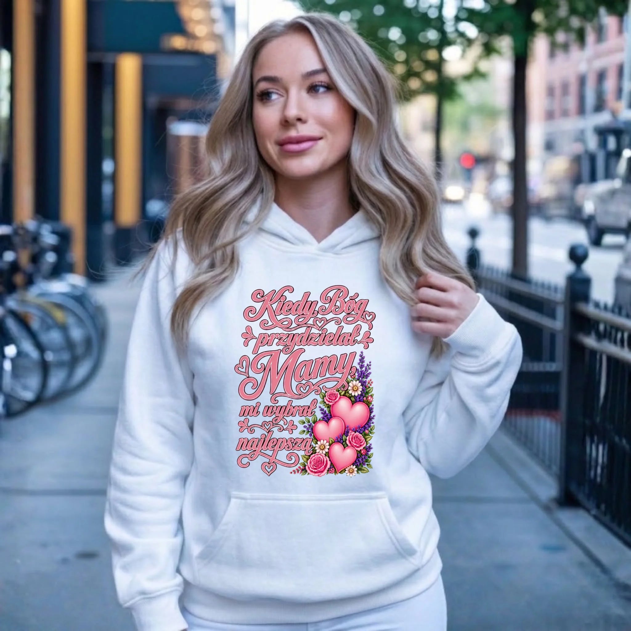 Bluza z kapturem dla mamy - Kiedy Bóg przydzielał mamy mi wybrał najlepszą DM29 - StoryCups.pl
