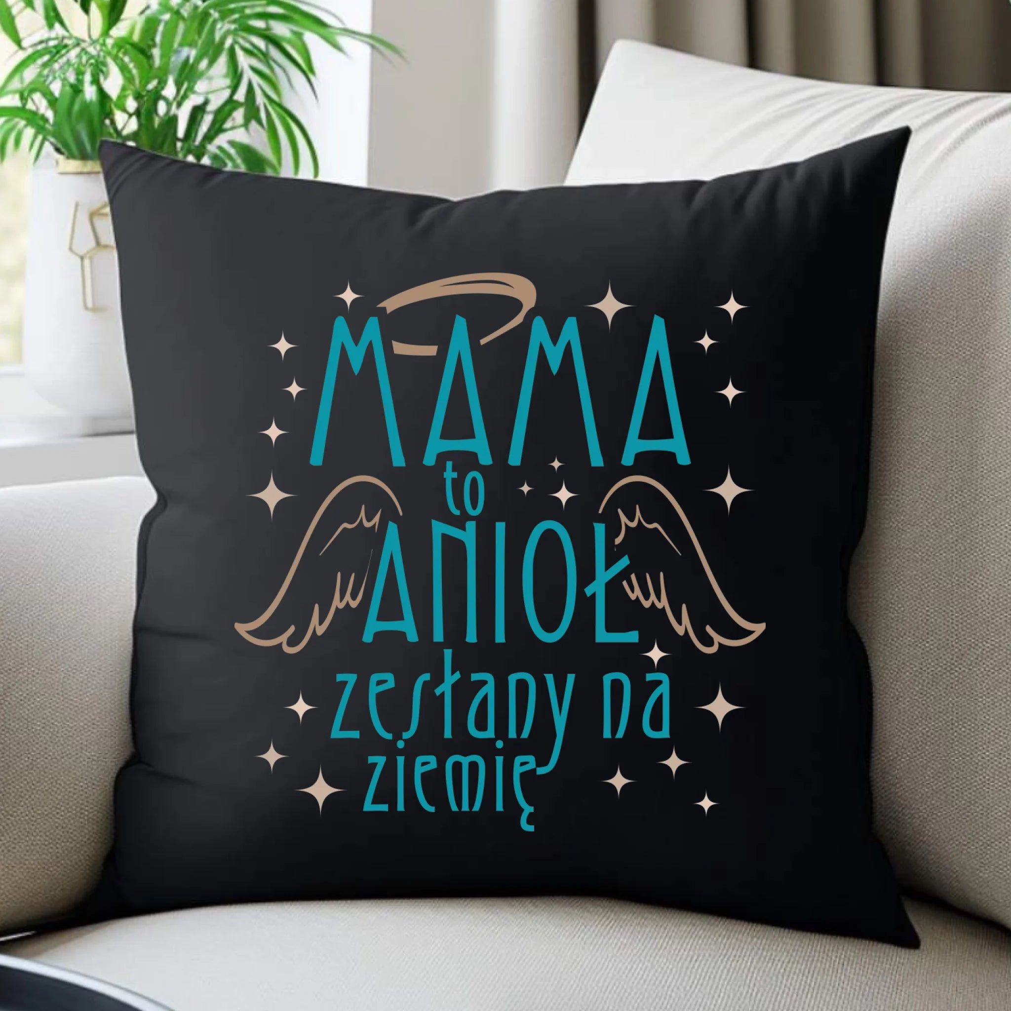Poduszka dekoracyjna dla mamy - Mama to anioł zesłany na ziemię DM30 - StoryCups.pl