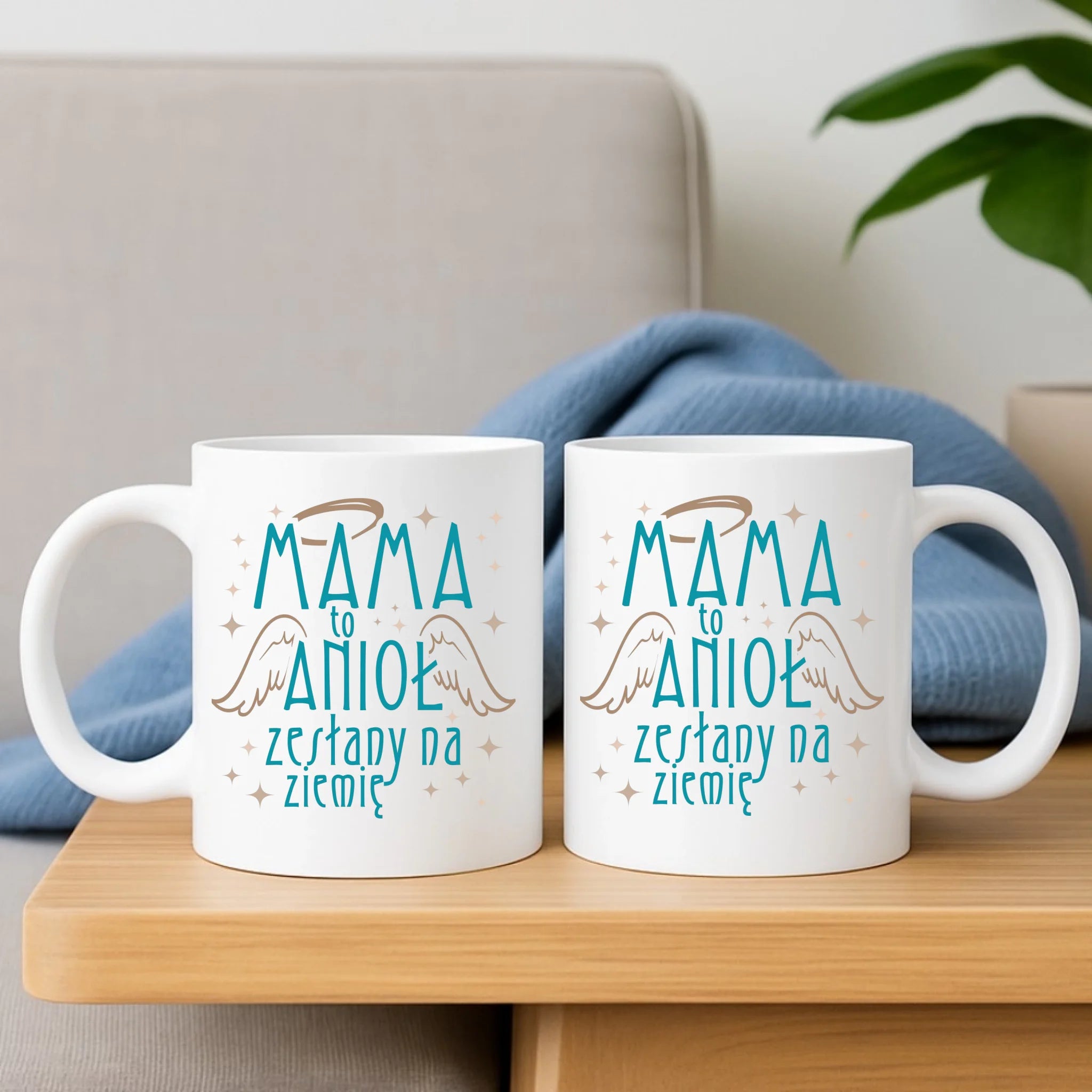 Zestaw poduszka i kubek dla mamy - Mama to anioł zesłany na ziemię DM30 - StoryCups.pl