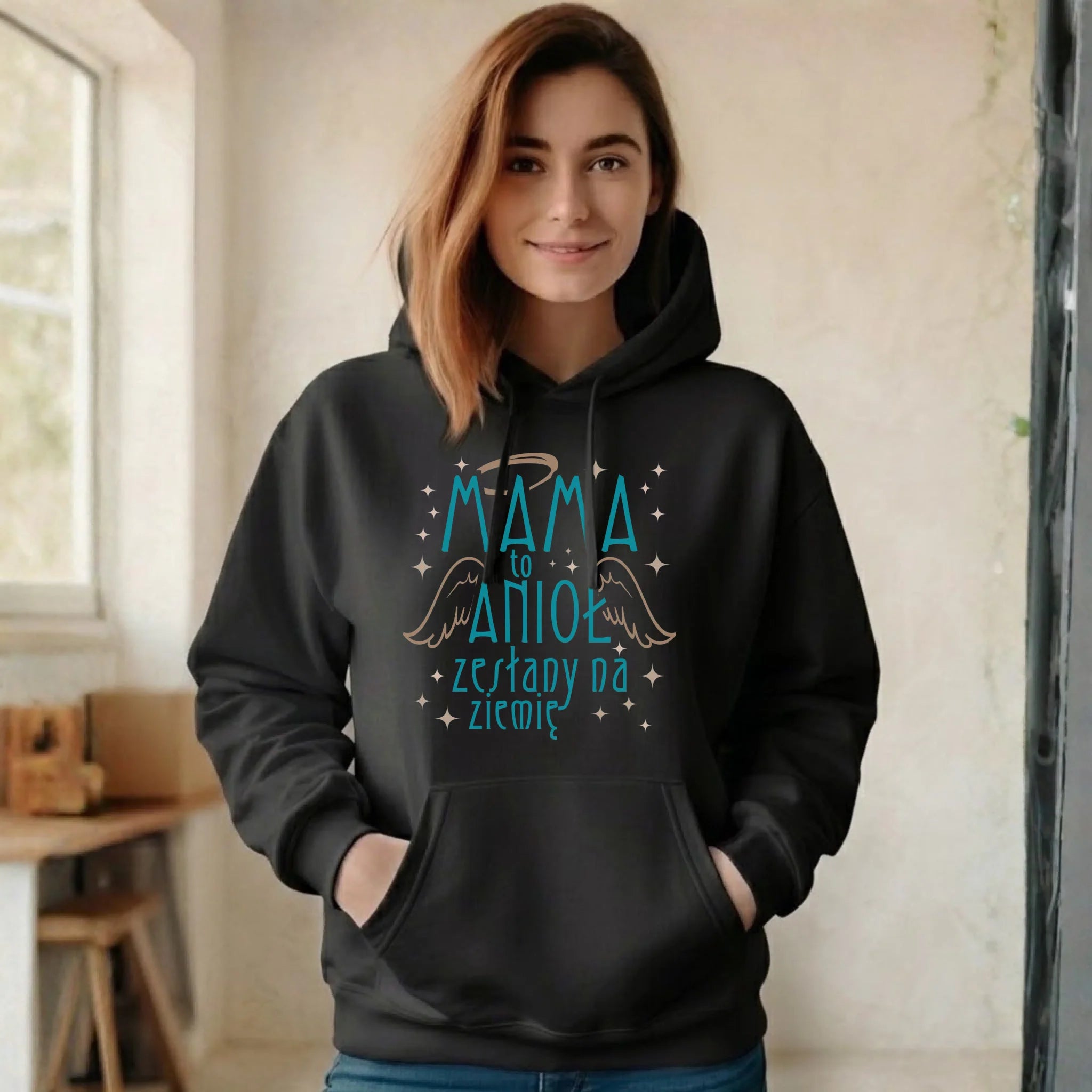 Bluza z kapturem dla mamy - Mama to anioł zesłany na ziemię DM30 - StoryCups.pl