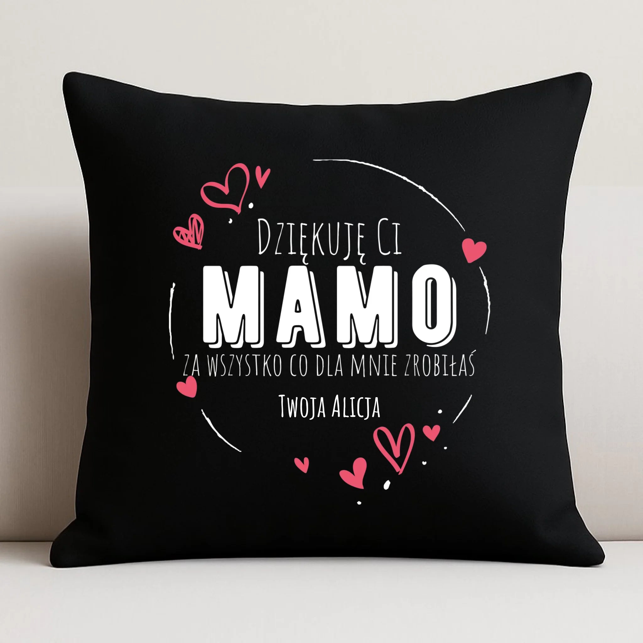 Poduszka dekoracyjna dla mamy - Dziękuję Ci Mamo - personalizowana DM32 - StoryCups.pl