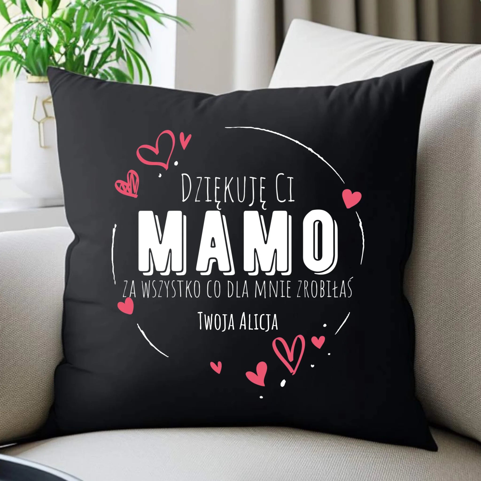 Poduszka dekoracyjna dla mamy - Dziękuję Ci Mamo - personalizowana DM32 - StoryCups.pl
