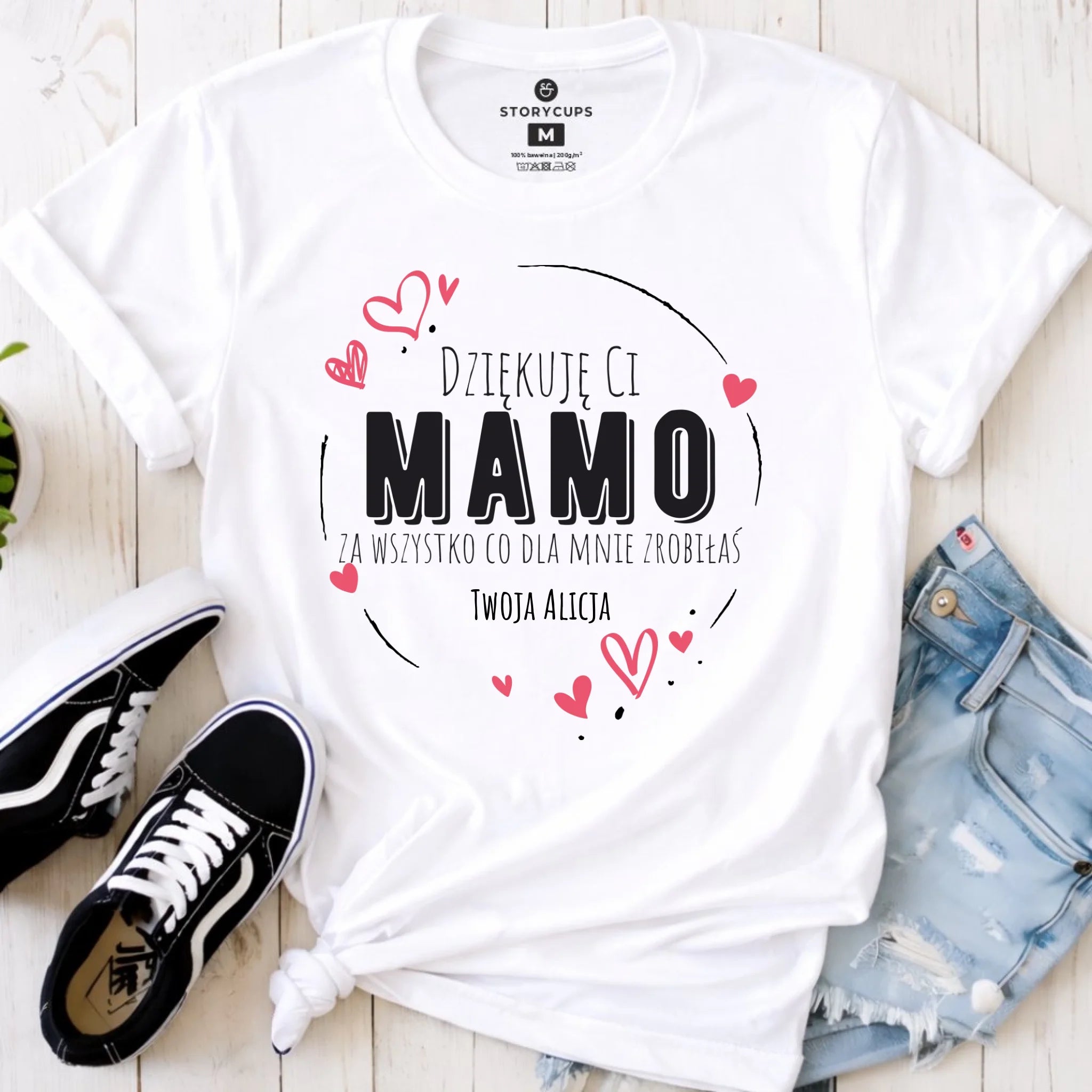 Koszulka dla mamy - Dziękuję Ci Mamo - personalizowana DM32 - StoryCups.pl