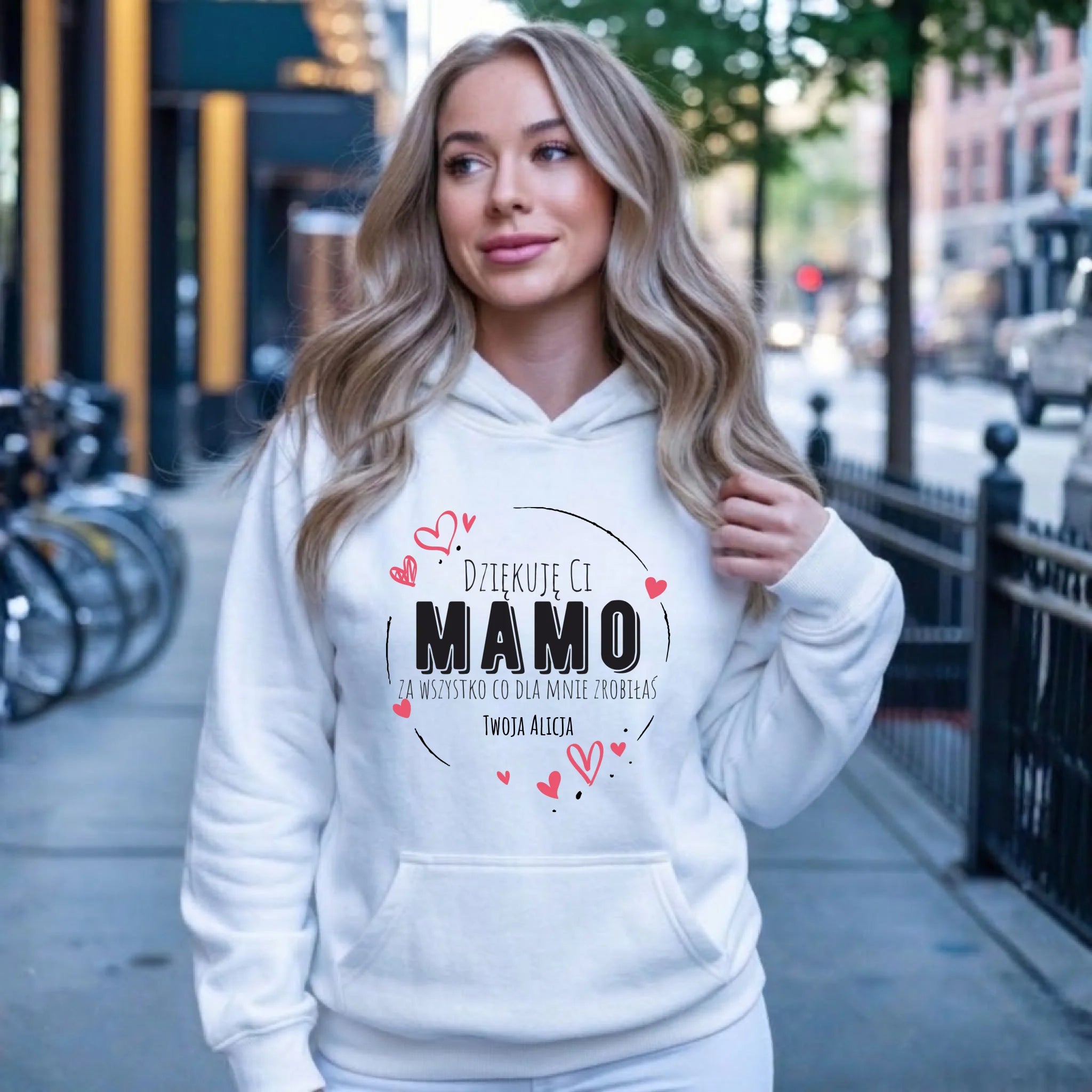 Bluza z kapturem dla mamy - Dziękuję Ci Mamo - personalizowana DM32 - StoryCups.pl