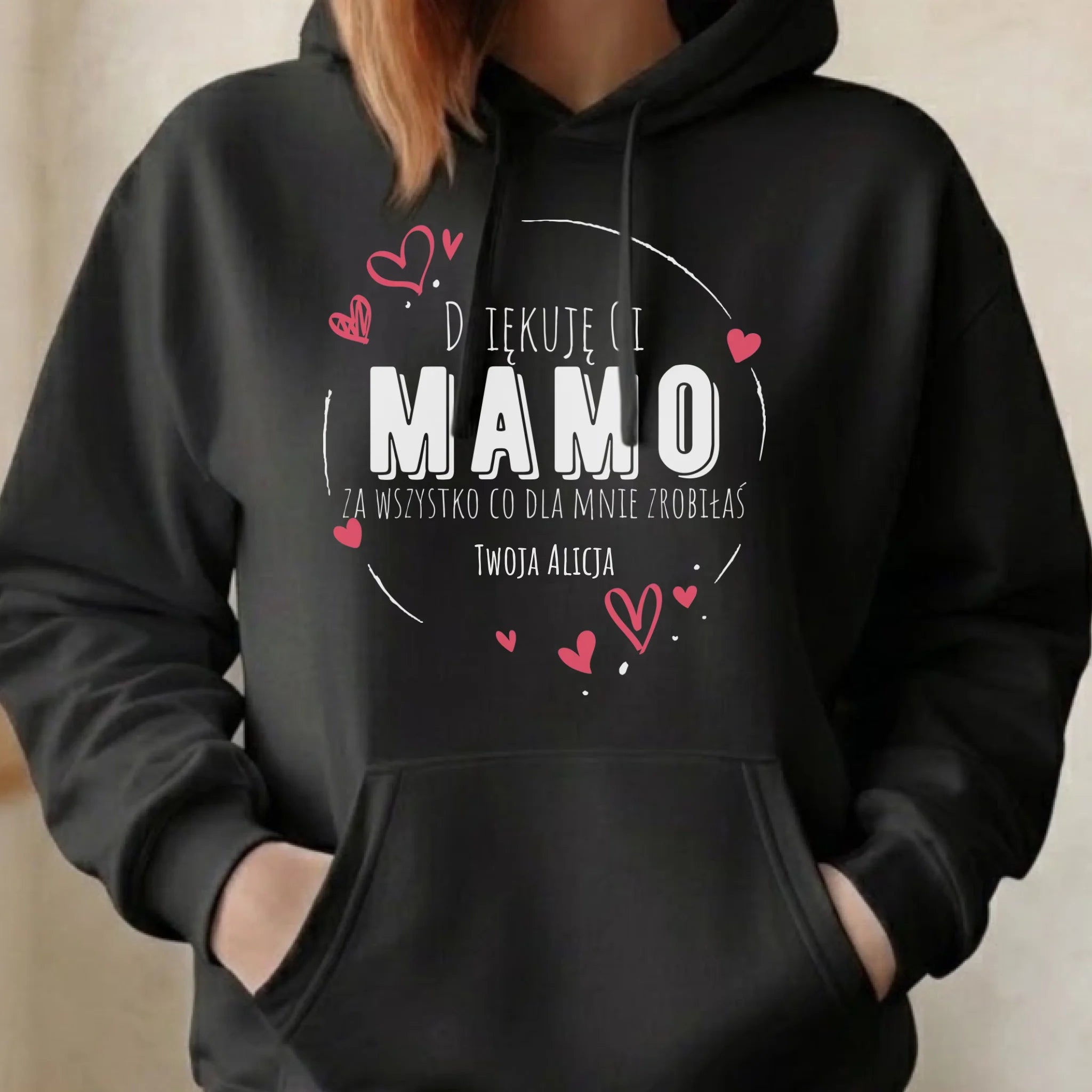 Bluza z kapturem dla mamy - Dziękuję Ci Mamo - personalizowana DM32 - StoryCups.pl