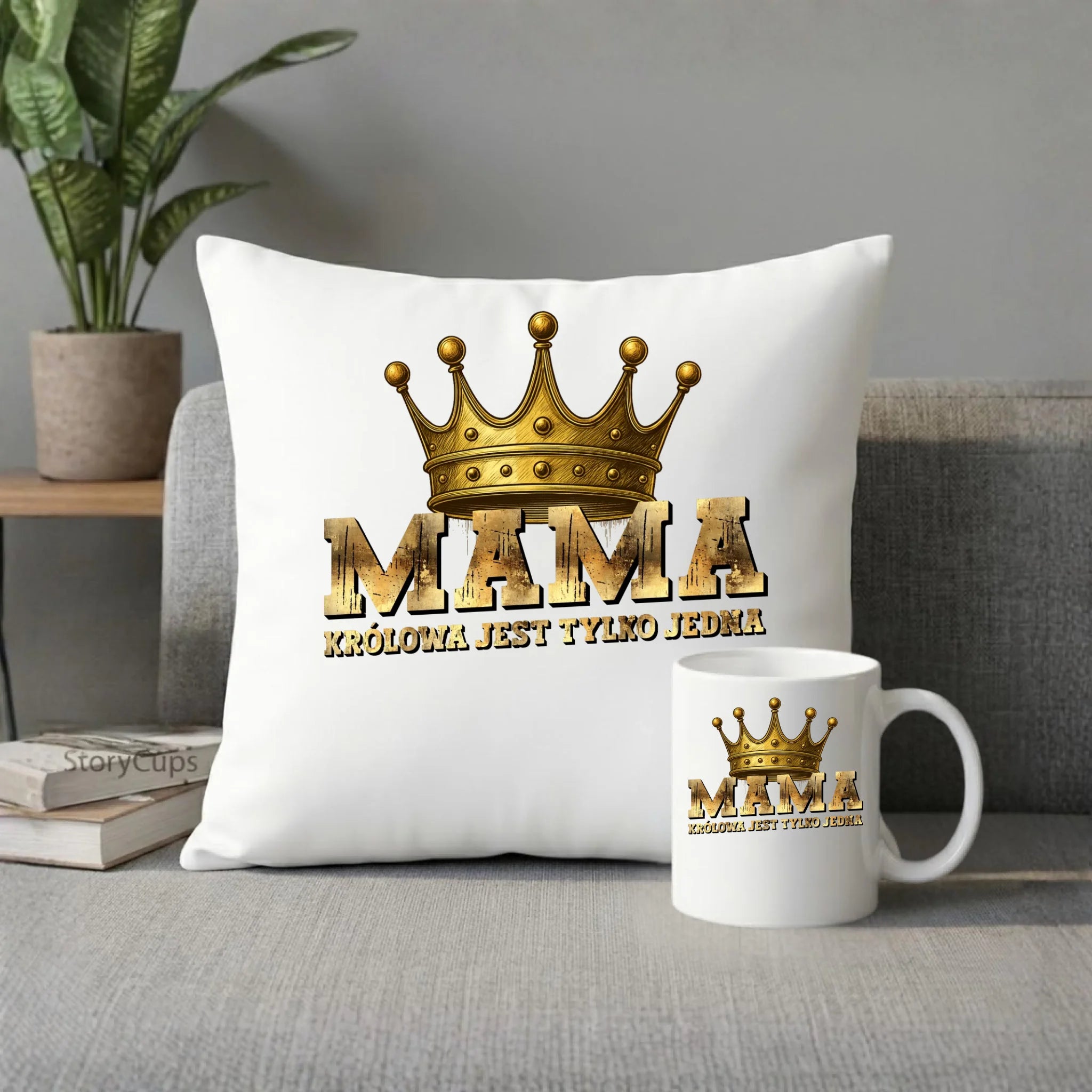 Zestaw poduszka i kubek dla mamy - Królowa jest tylko jedna DM33 - StoryCups.pl