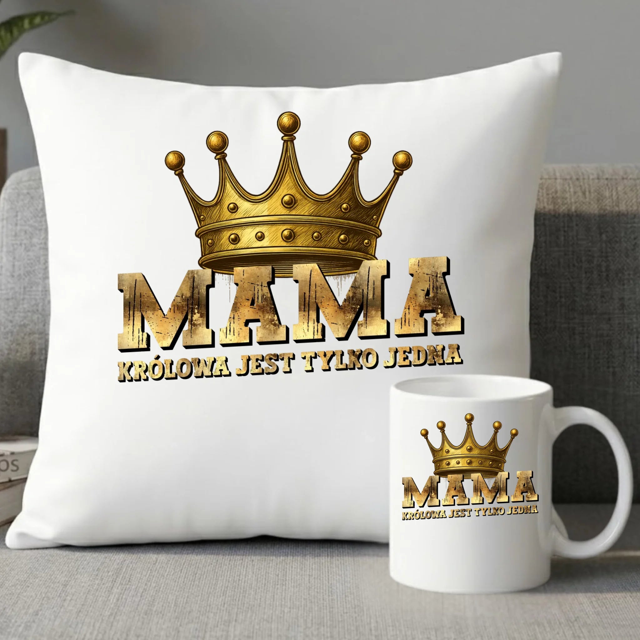 Zestaw poduszka i kubek dla mamy - Królowa jest tylko jedna DM33 - StoryCups.pl