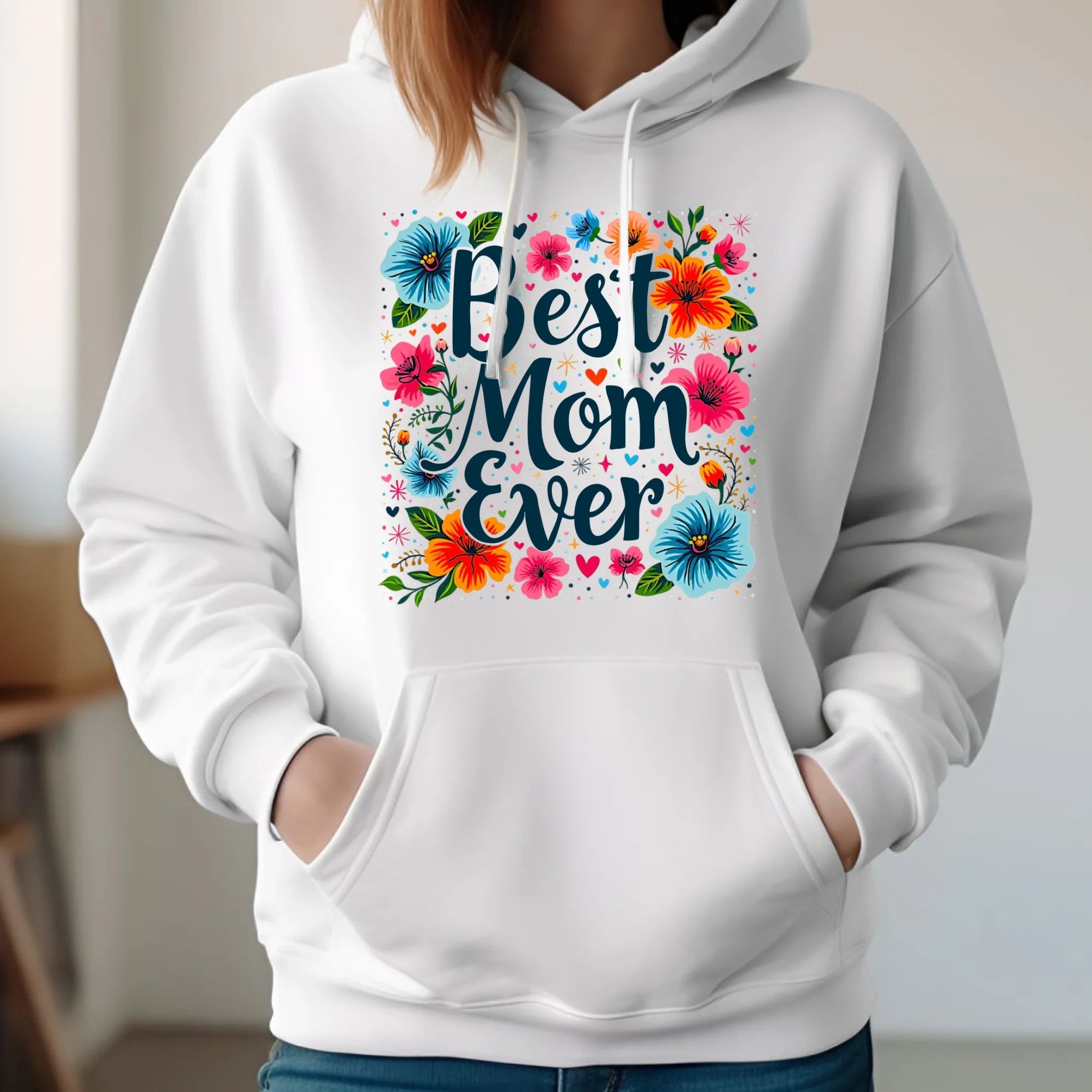 Bluza z kapturem dla mamy - Kwiaty - Best mom ever DM34 - StoryCups.pl