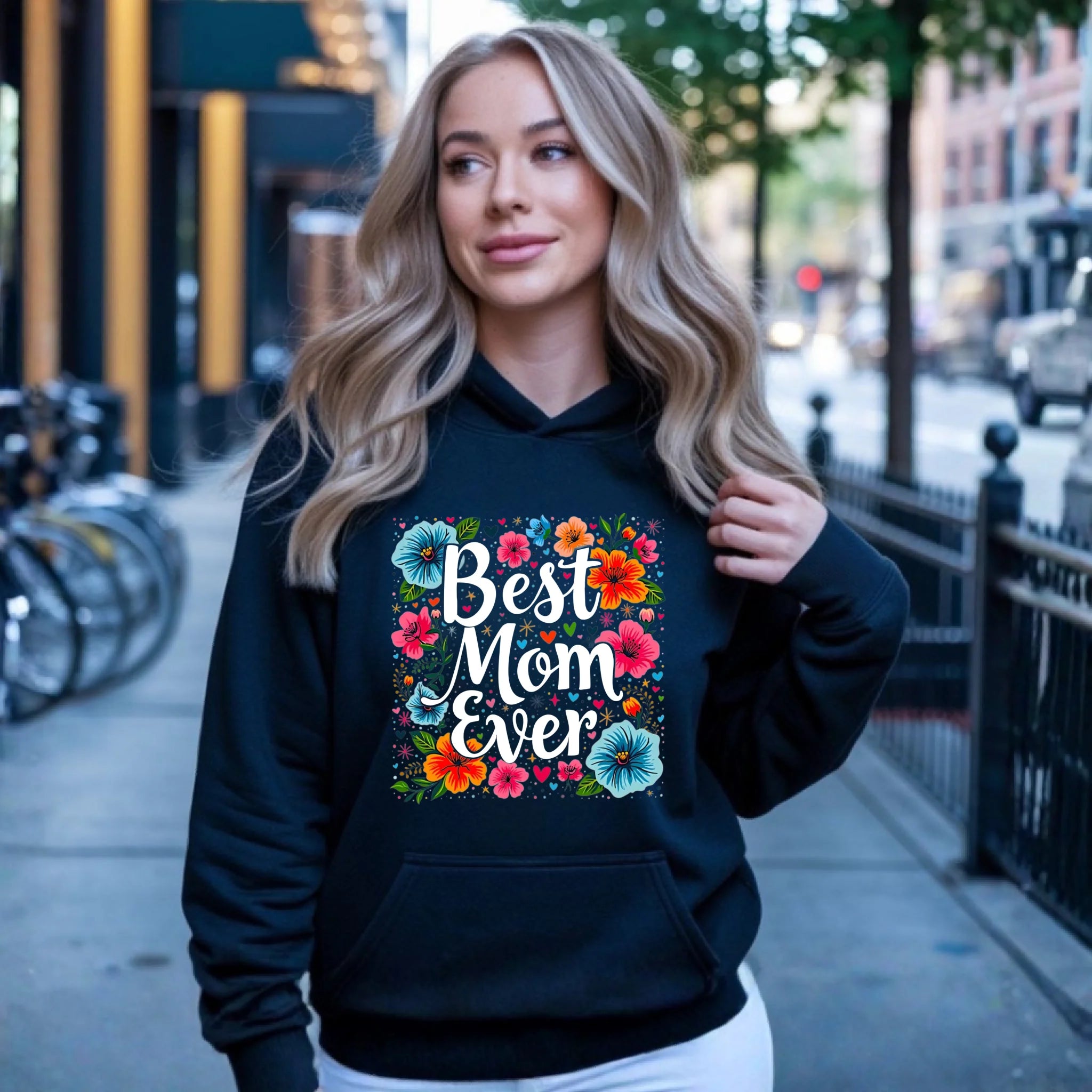 Bluza z kapturem dla mamy - Kwiaty - Best mom ever DM34 - StoryCups.pl
