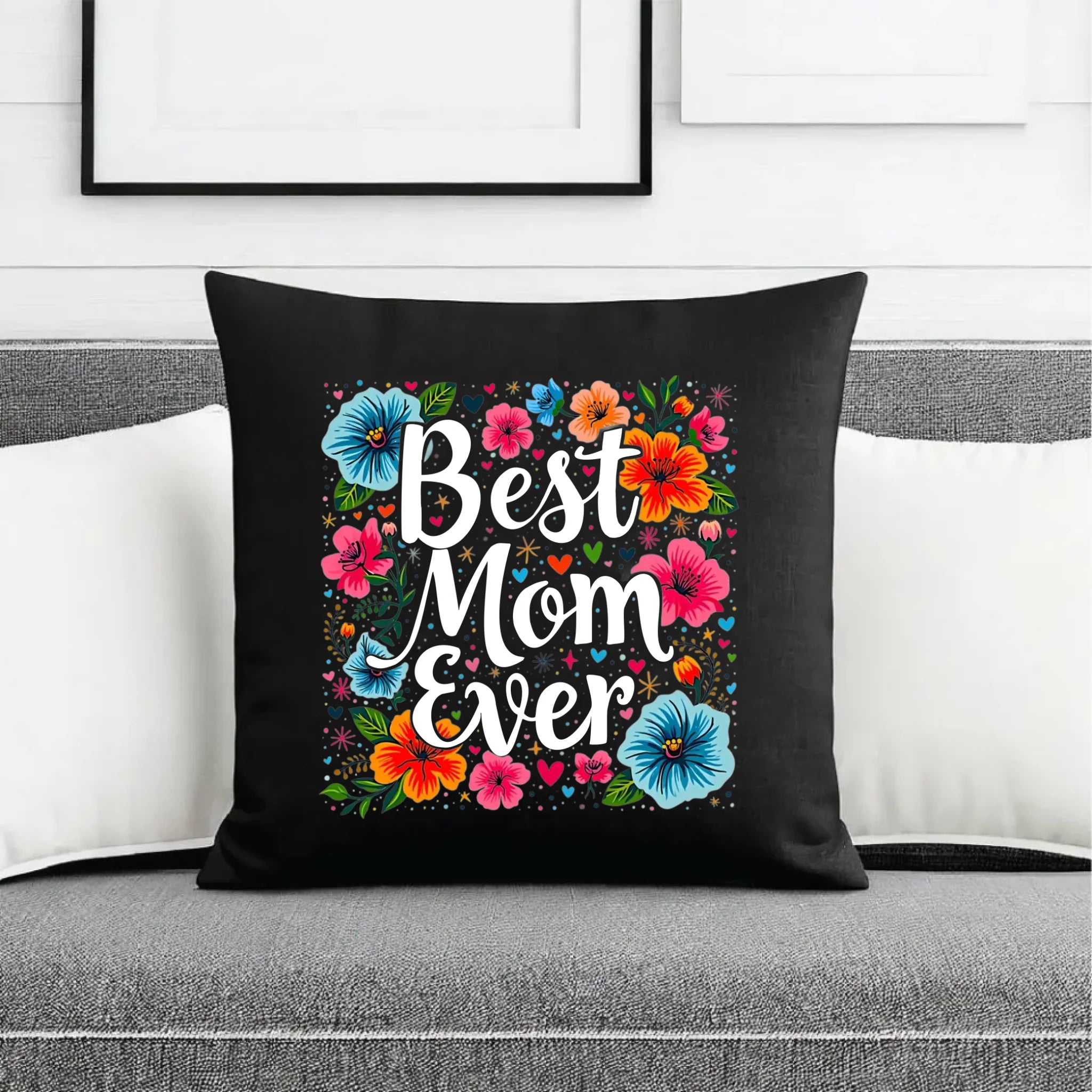 Poduszka dekoracyjna dla mamy - Kwiaty - Best mom ever DM34 - StoryCups.pl