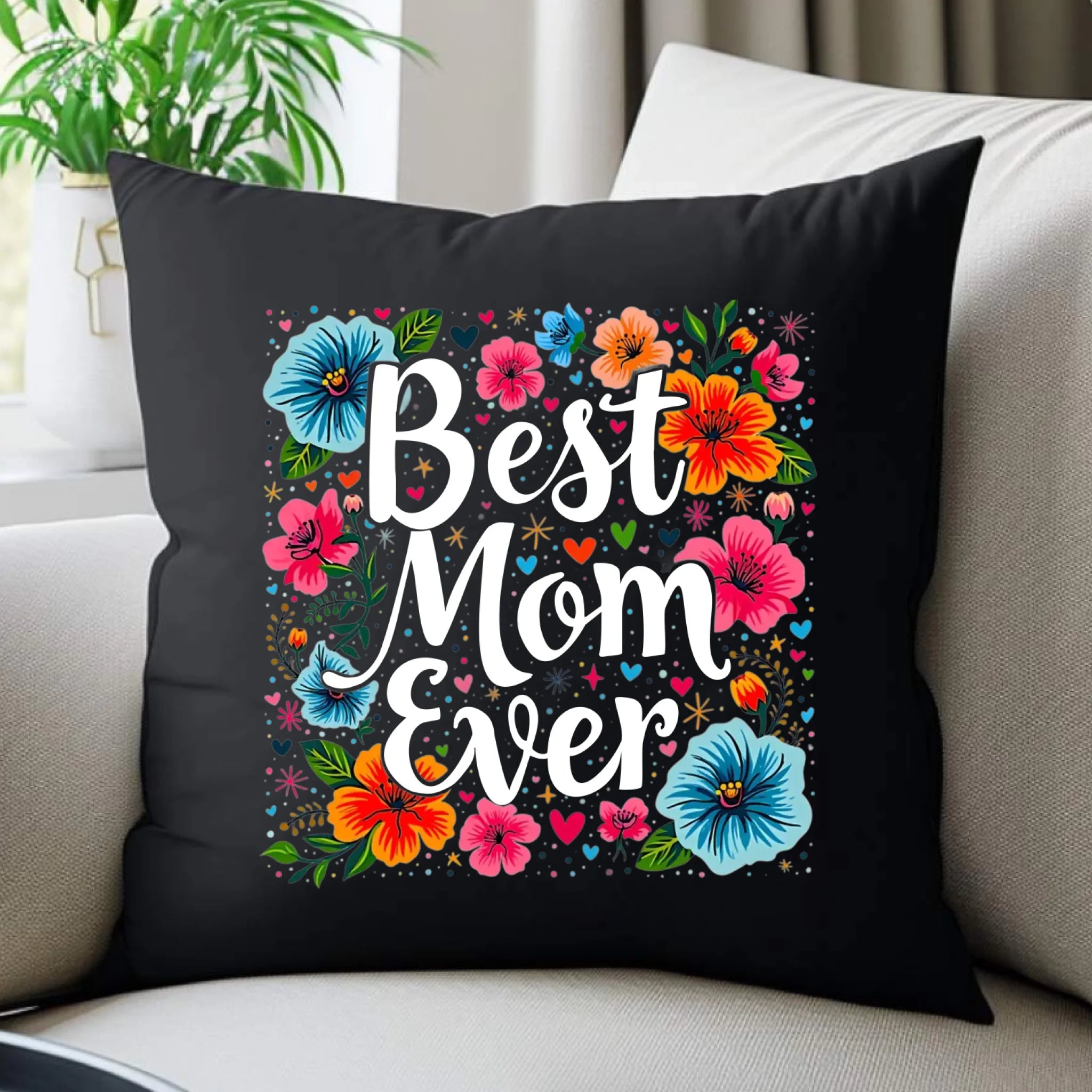 Poduszka dekoracyjna dla mamy - Kwiaty - Best mom ever DM34 - StoryCups.pl