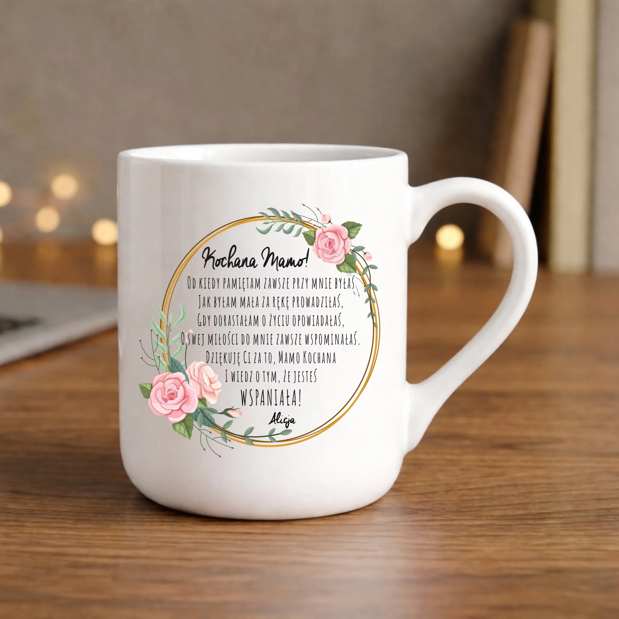 Kubek elegant dla mamy od córki - Kochana Mamo jesteś wspaniała - personalizowany DM35 - StoryCups.pl