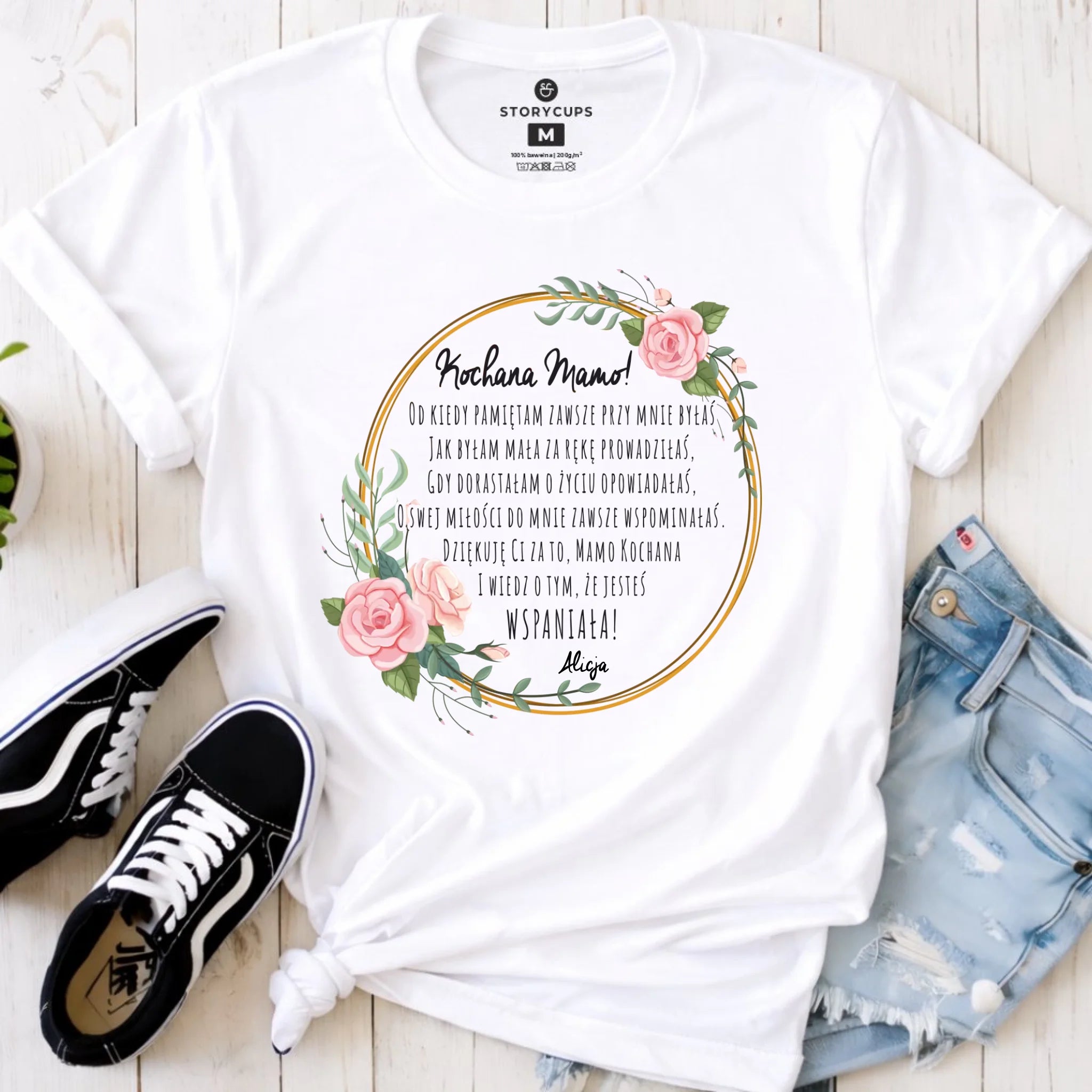 Koszulka damska dla mamy od córki - Kochana Mamo jesteś wspaniała - personalizowana DM35 - StoryCups.pl