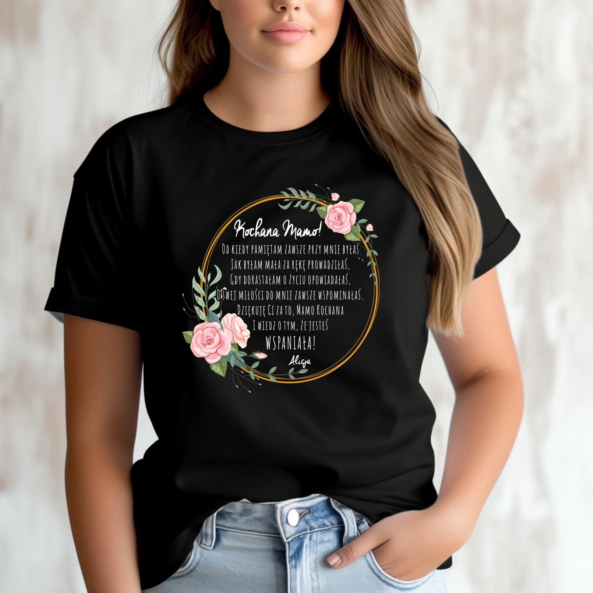 Koszulka damska dla mamy od córki - Kochana Mamo jesteś wspaniała - personalizowana DM35 - StoryCups.pl