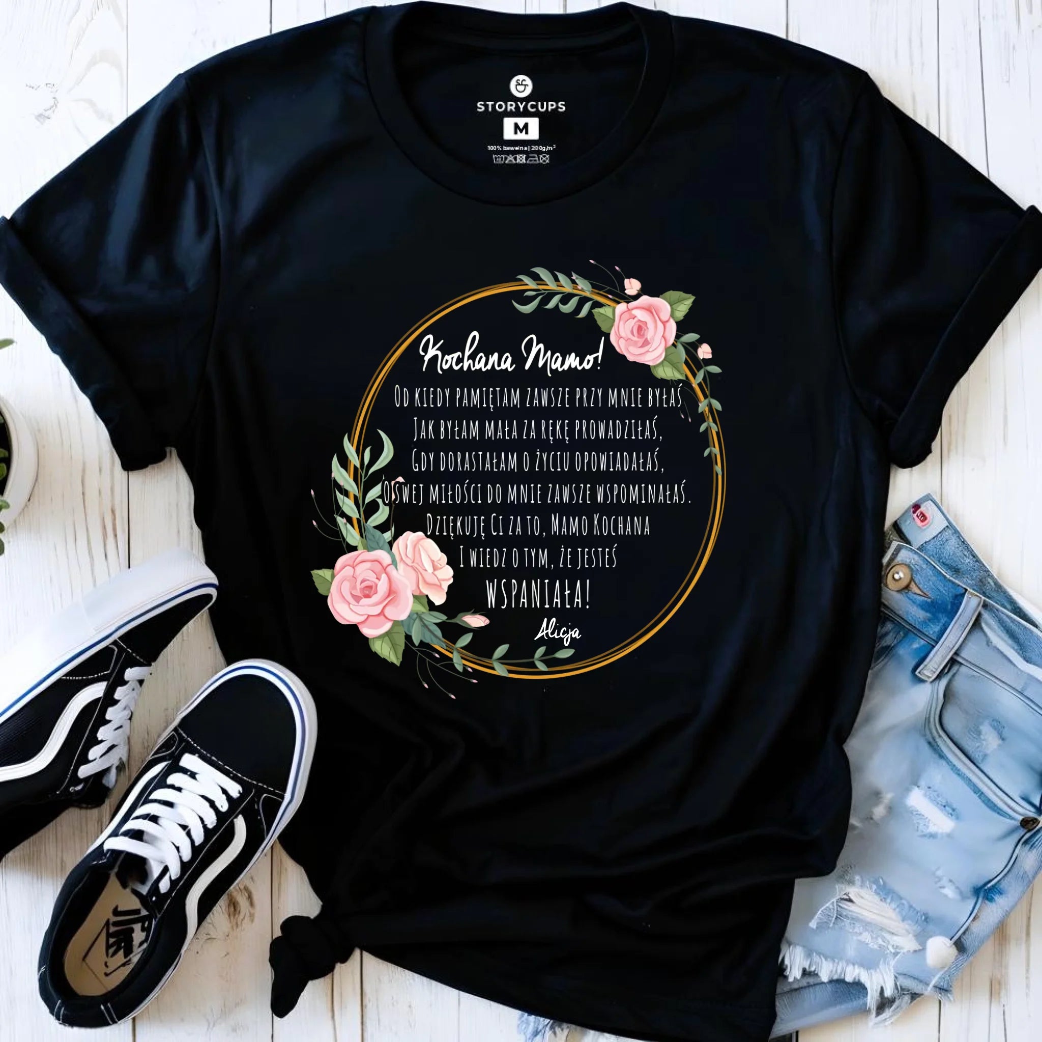 Koszulka damska dla mamy od córki - Kochana Mamo jesteś wspaniała - personalizowana DM35 - StoryCups.pl