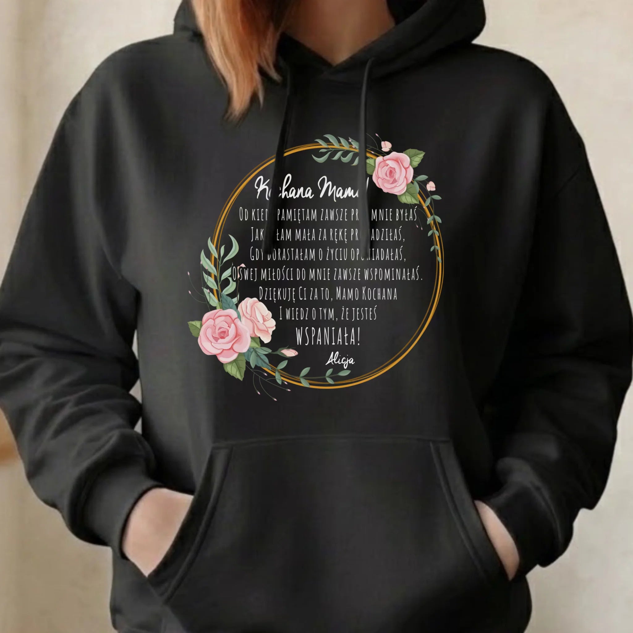 Bluza z kapturem dla mamy od córki - Kochana Mamo jesteś wspaniała - personalizowana DM35 - StoryCups.pl