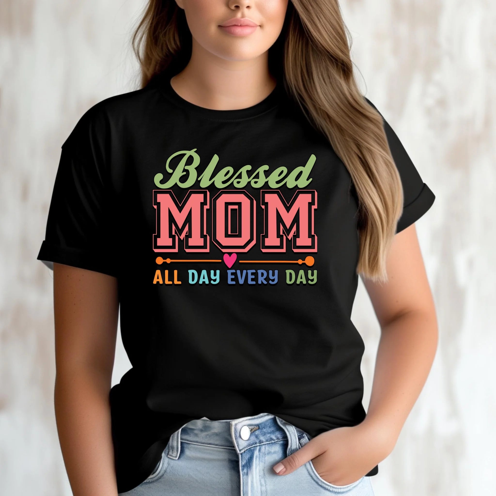 Koszulka dla mamy - Blessed mom all day every day DM36 - StoryCups.pl
