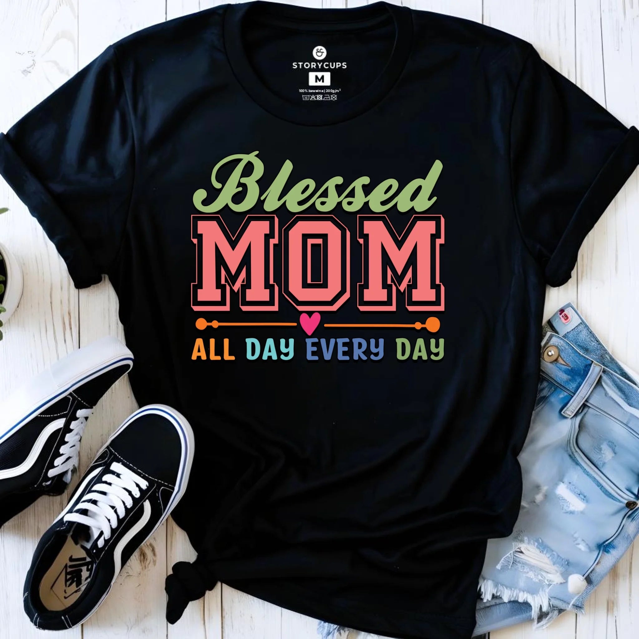 Koszulka dla mamy - Blessed mom all day every day DM36 - StoryCups.pl