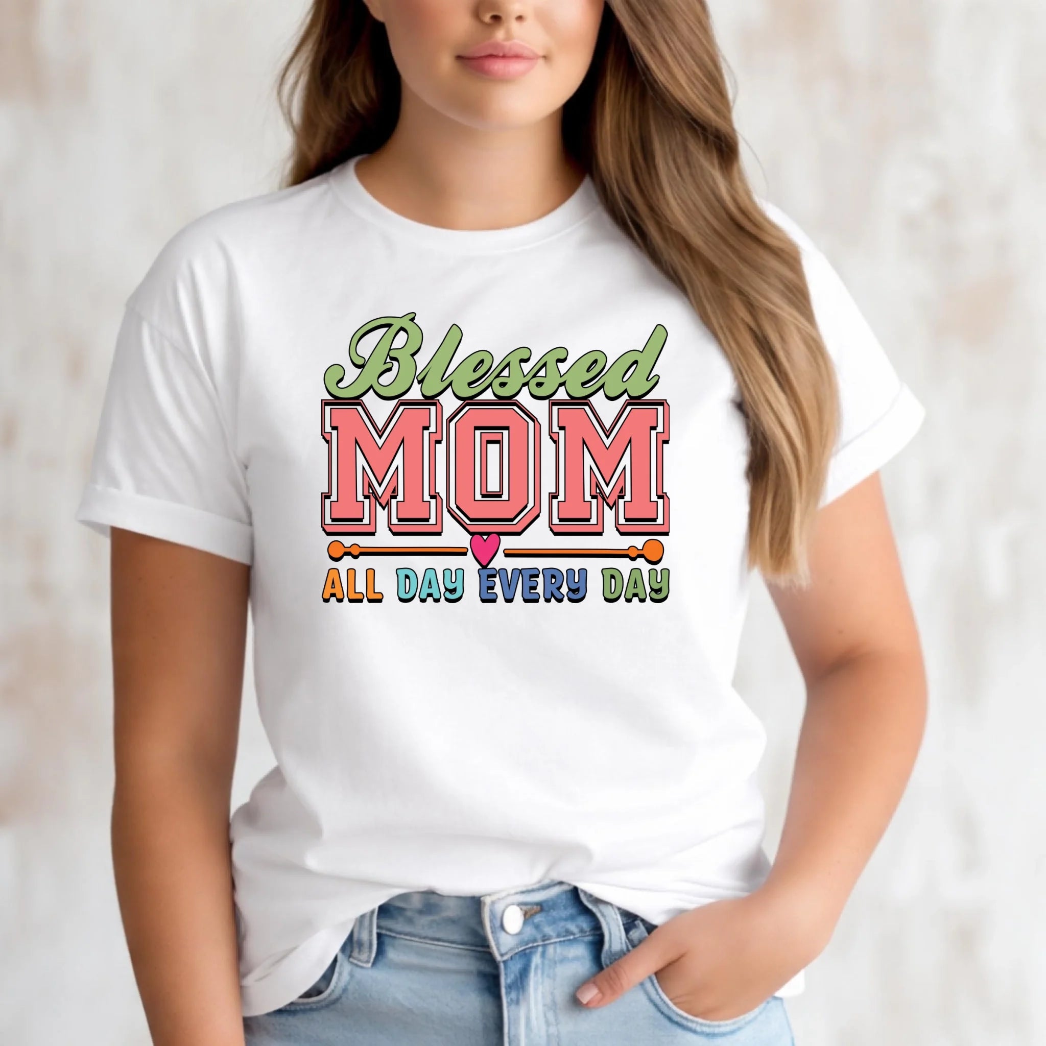 Koszulka dla mamy - Blessed mom all day every day DM36 - StoryCups.pl