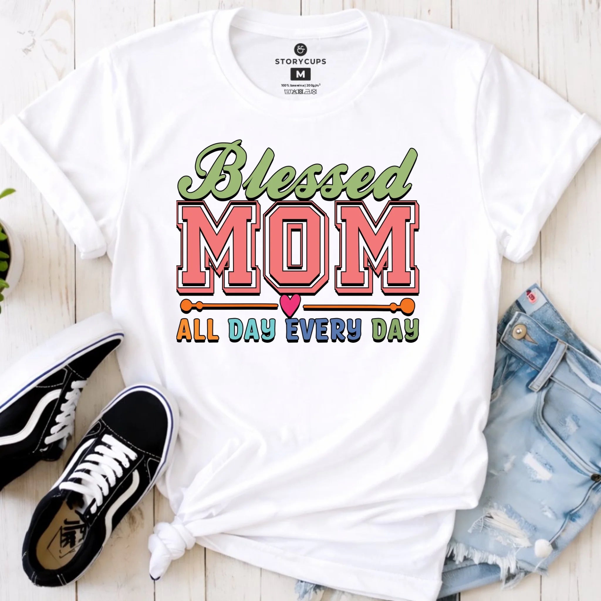 Koszulka dla mamy - Blessed mom all day every day DM36 - StoryCups.pl
